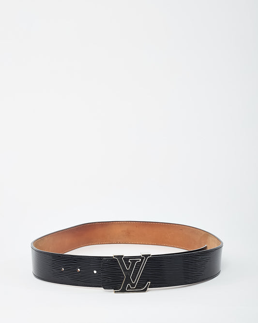 Louis Vuitton Black Shiny Epi Leather Black Santur LV Initiales Belt - 90/36