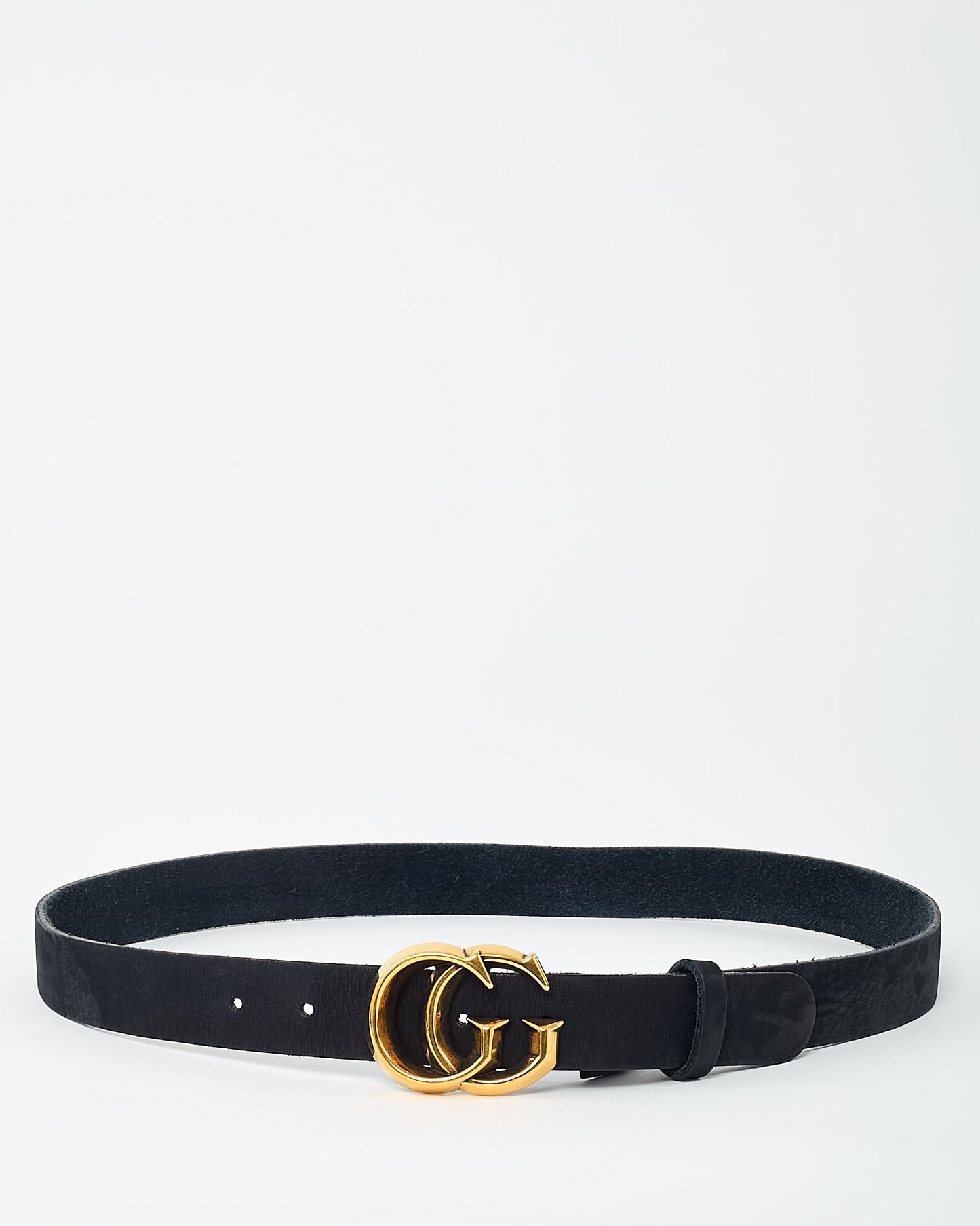 Gucci Vintage Black Suede GHW Interlocking G 30mm Belt - 85/34