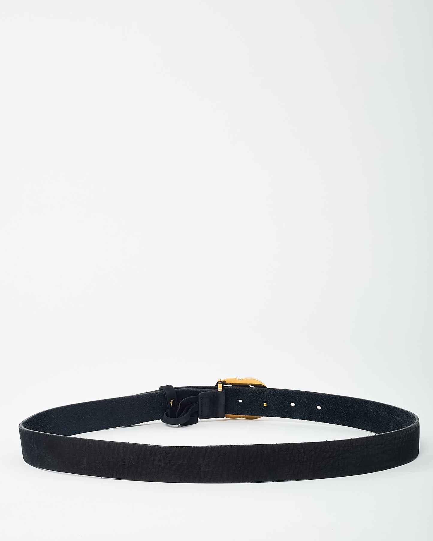 Gucci Vintage Black Suede GHW Interlocking G 30mm Belt - 85/34