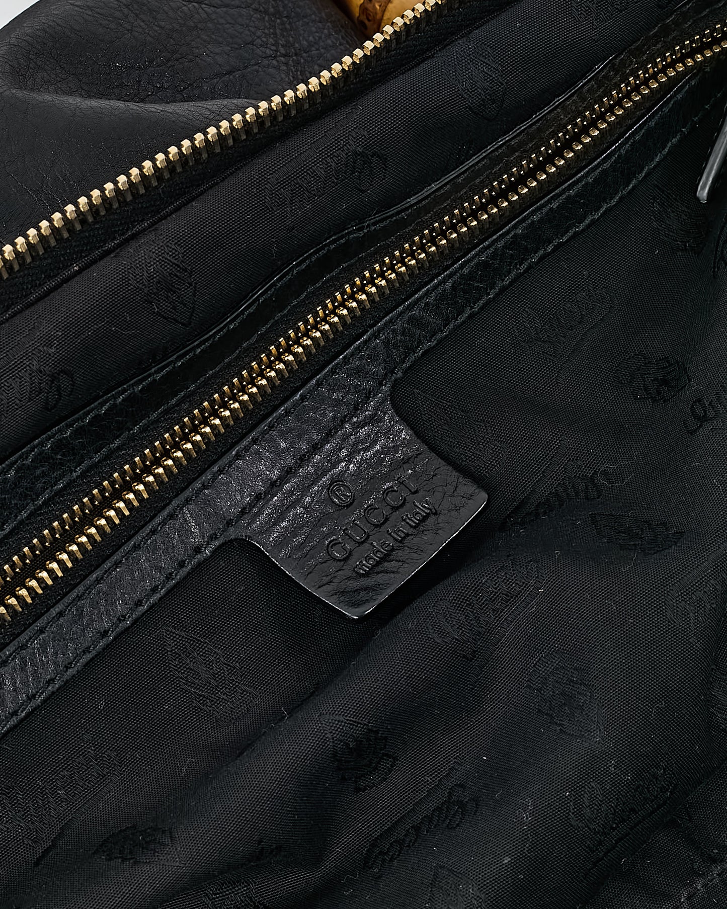 Gucci Black Leather Bamboo Tassel Beads Top Handle Tote Bag