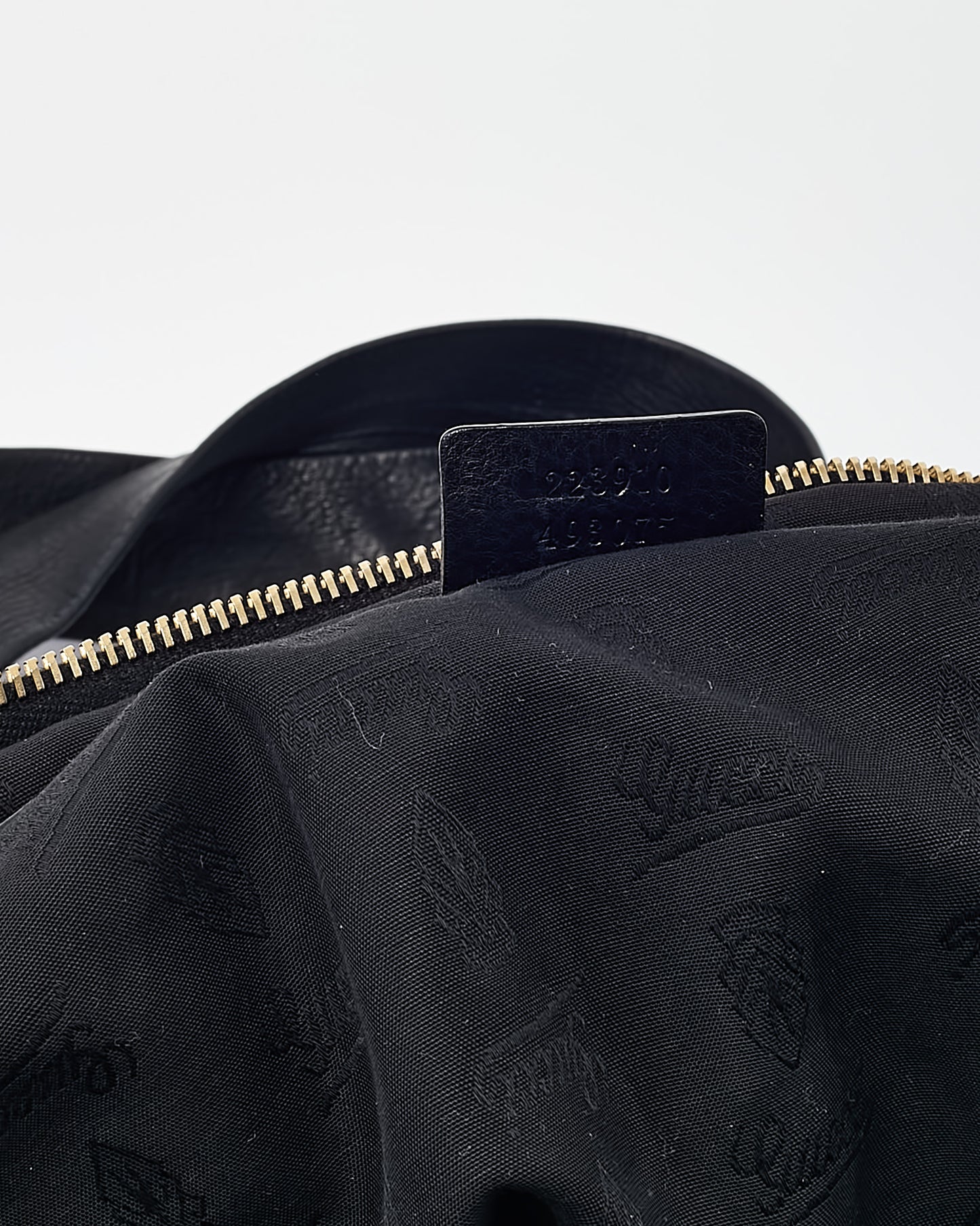 Gucci Black Leather Bamboo Tassel Beads Top Handle Tote Bag