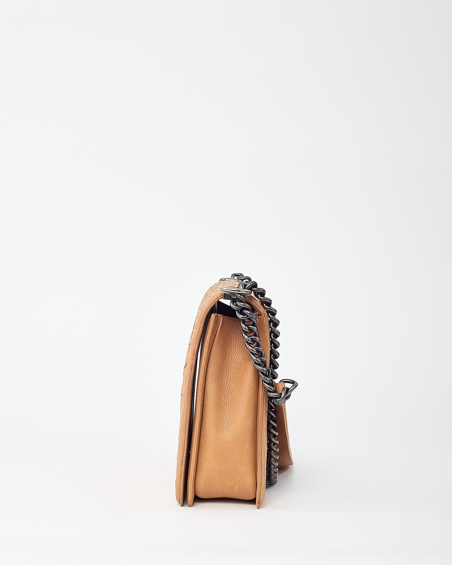 Chanel Caramel Quilted Caviar Leather Paris/Dallas Stitch Large Boy Bag with Ruthenium Hardware