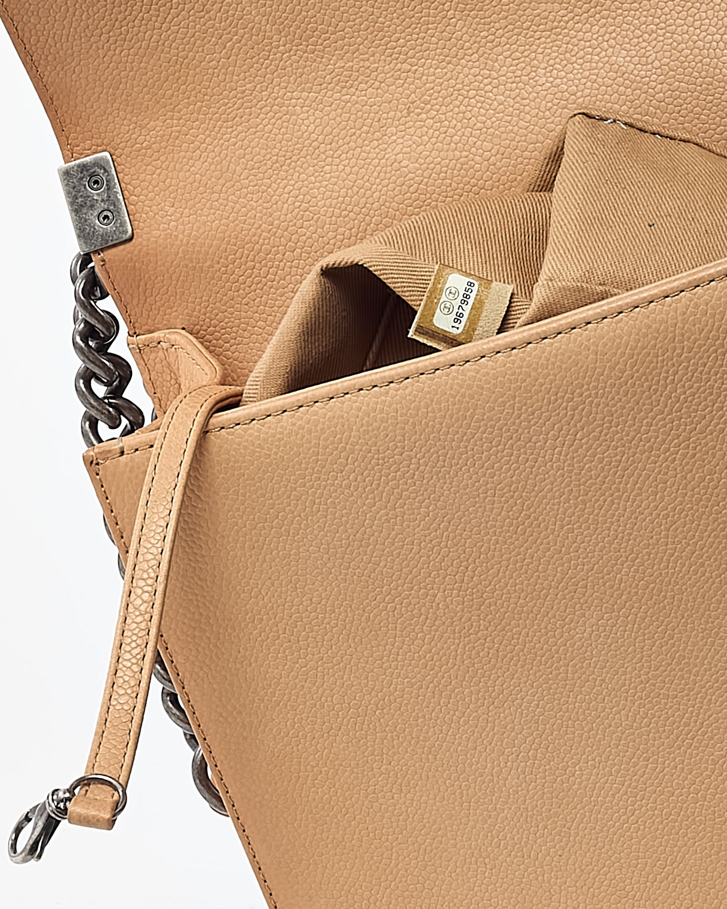 Chanel Caramel Quilted Caviar Leather Paris/Dallas Stitch Large Boy Bag with Ruthenium Hardware