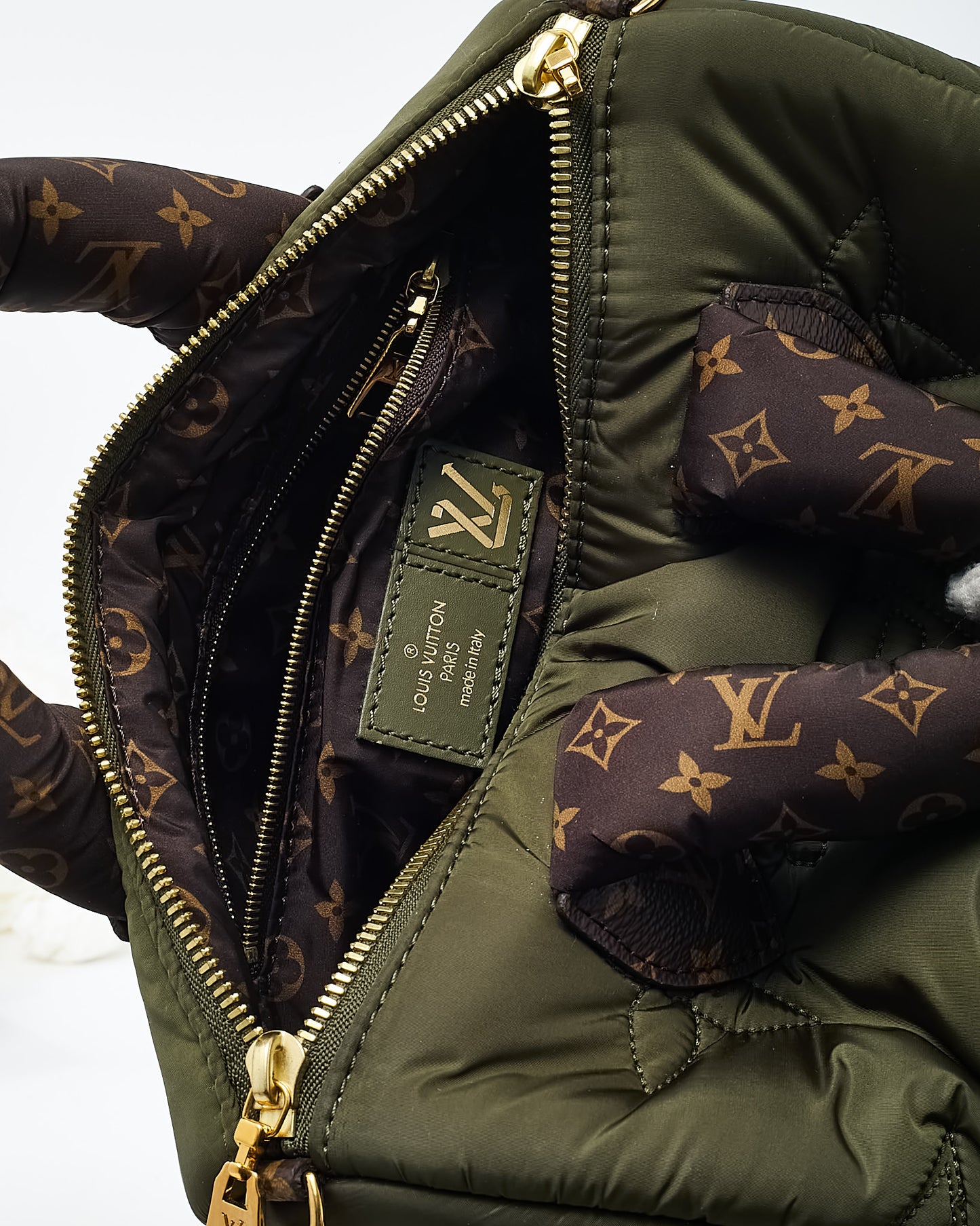 Louis Vuitton Khaki Green Monogram Quilted Econyl Nylon Pillow Speedy 25 Bandouliere Bag