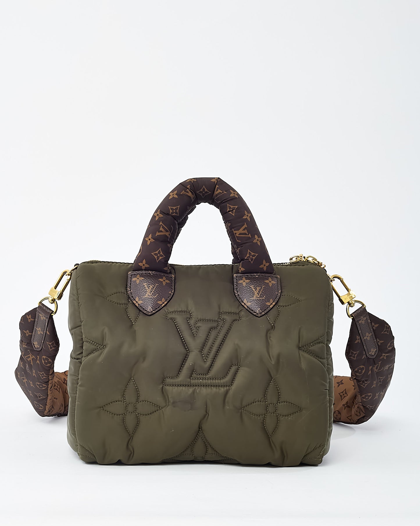 Louis Vuitton Khaki Green Monogram Quilted Econyl Nylon Pillow Speedy 25 Bandouliere Bag