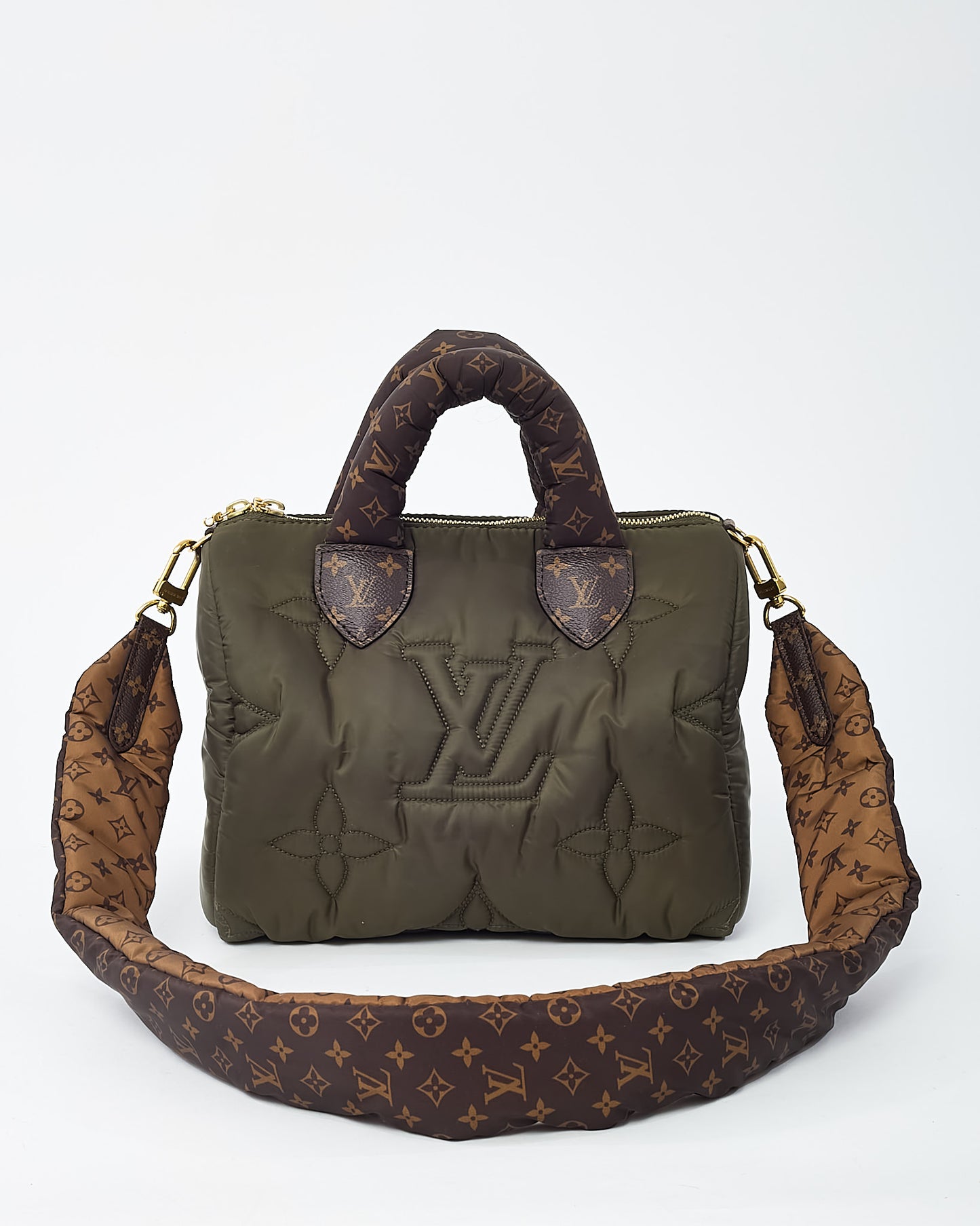 Louis Vuitton Khaki Green Monogram Quilted Econyl Nylon Pillow Speedy 25 Bandouliere Bag