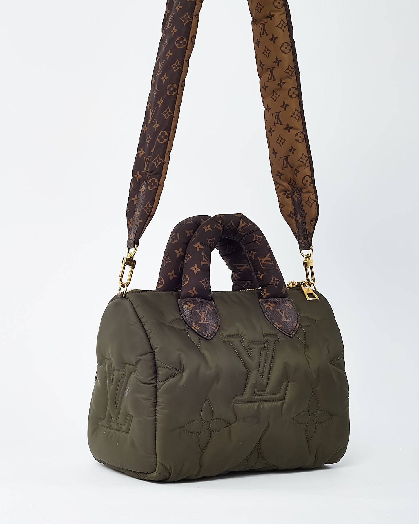 Louis Vuitton Khaki Green Monogram Quilted Econyl Nylon Pillow Speedy 25 Bandouliere Bag