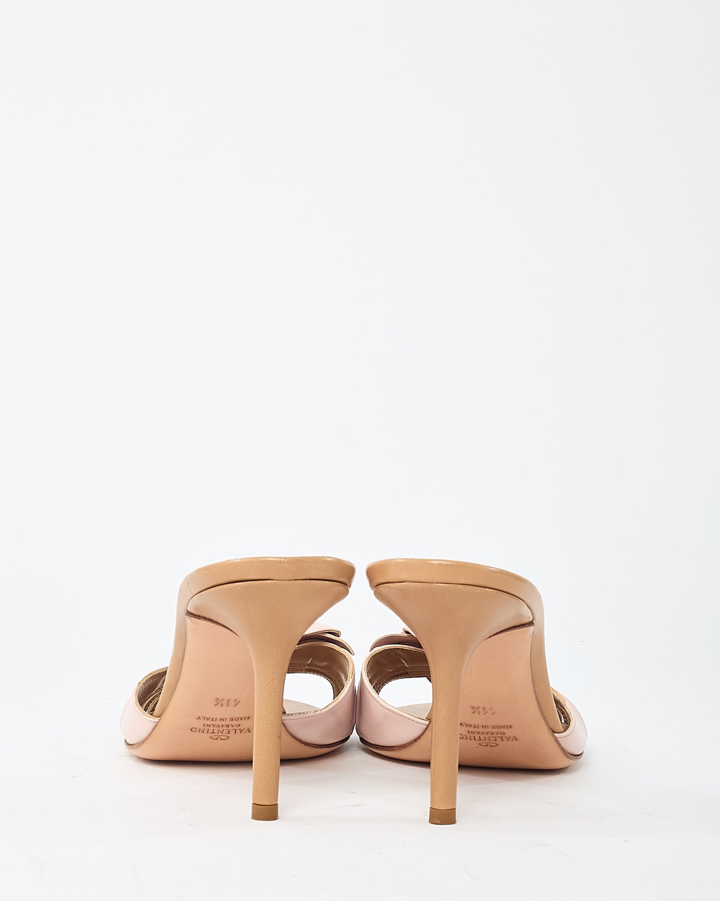 Valentino Vintage Beige and Pink Leather Flower Mule Sandals - 41.5