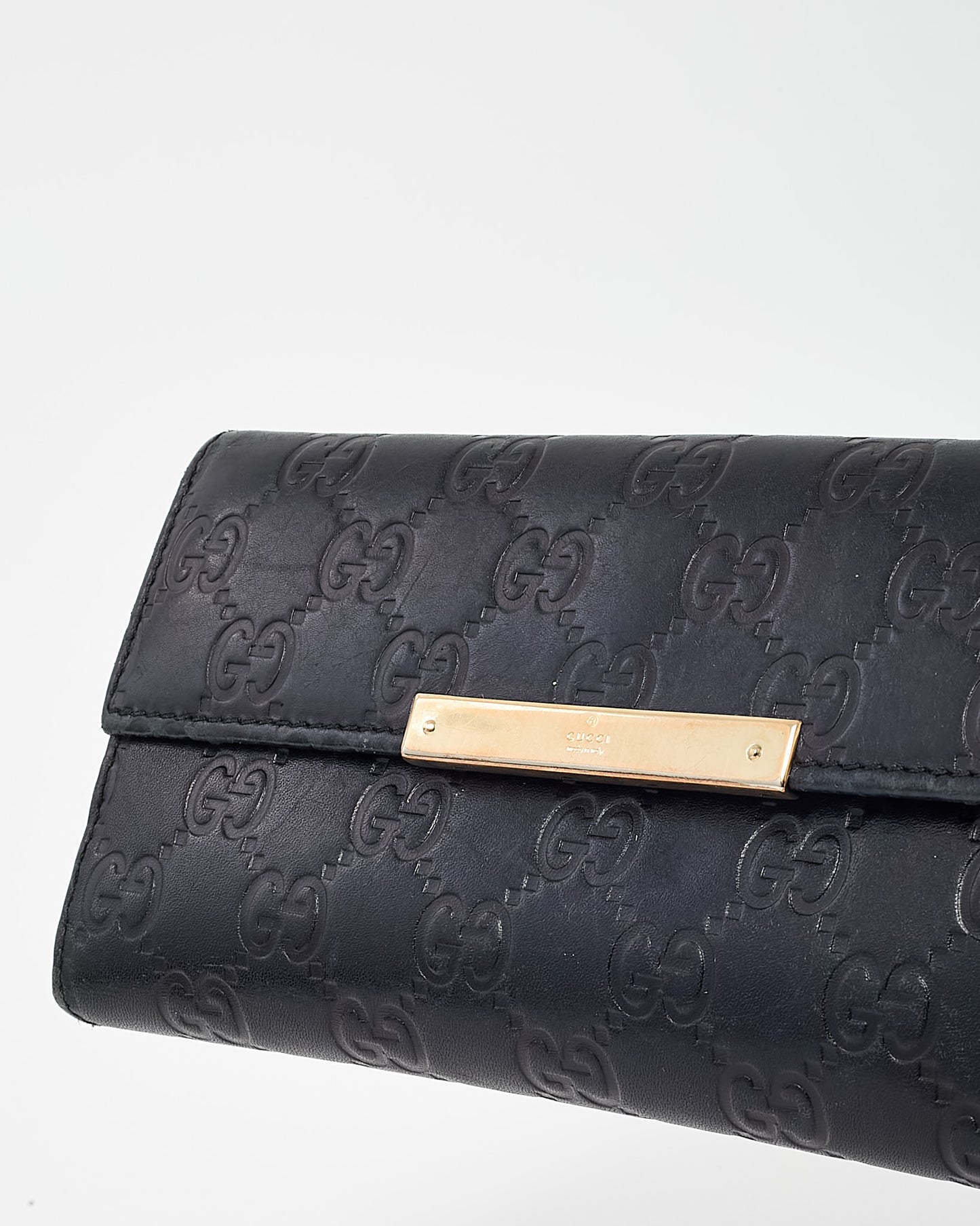 Gucci Black Signature GG Monogram Leather Long Continental Wallet