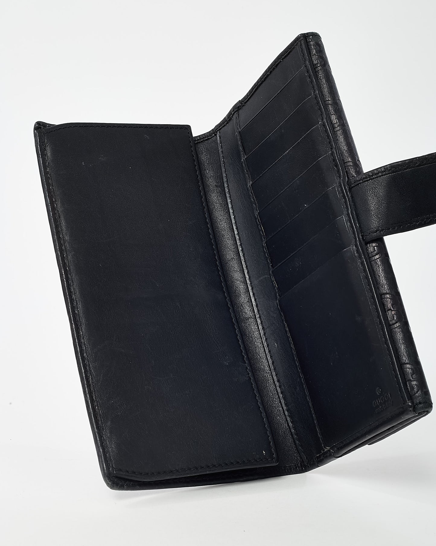 Gucci Black Signature GG Monogram Leather Long Continental Wallet