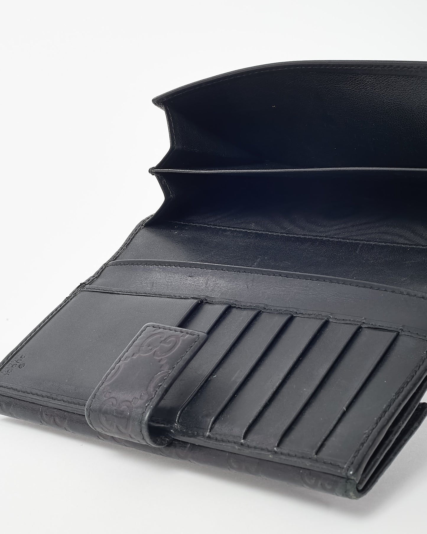 Gucci Black Signature GG Monogram Leather Long Continental Wallet