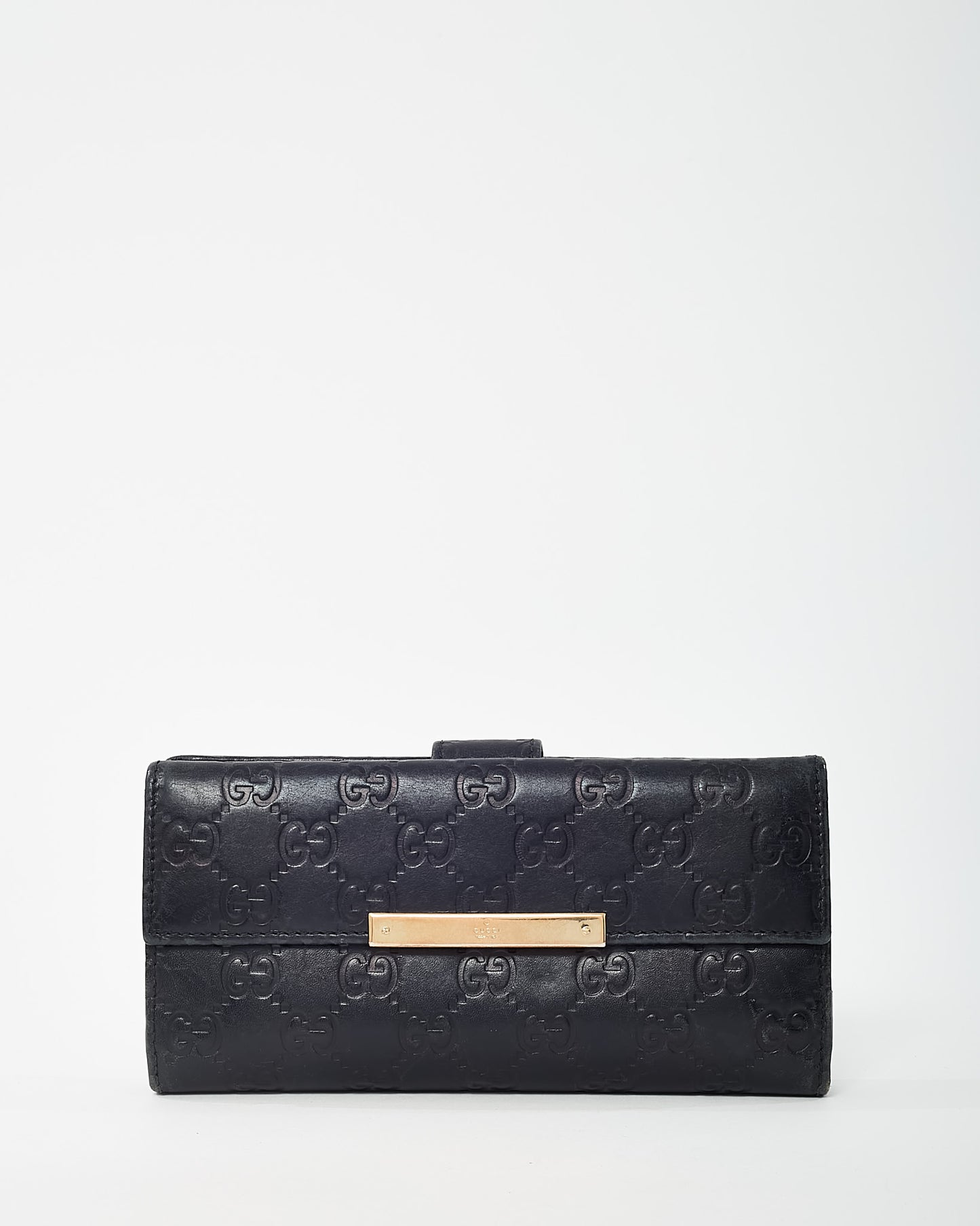 Gucci Black Signature GG Monogram Leather Long Continental Wallet