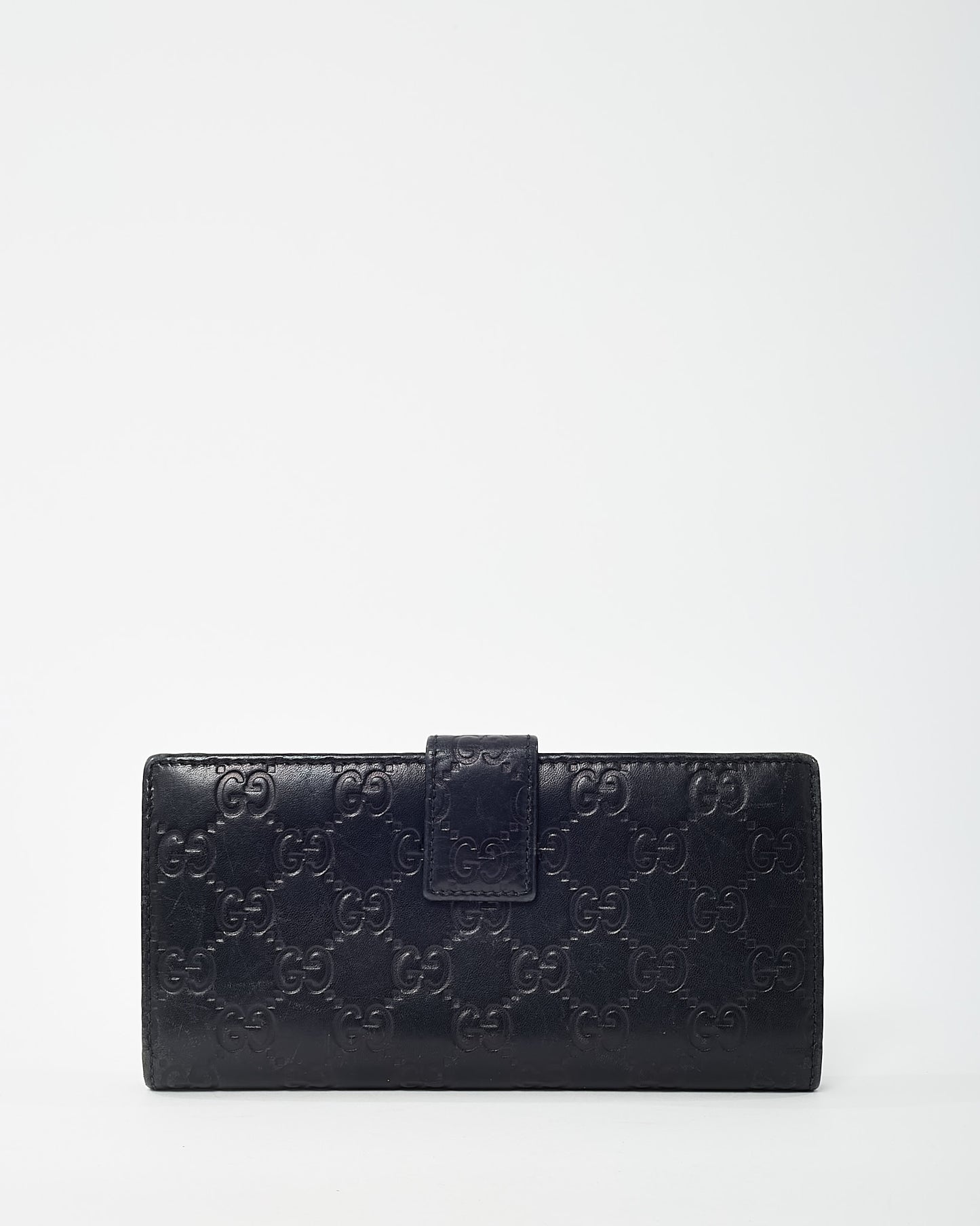 Gucci Black Signature GG Monogram Leather Long Continental Wallet