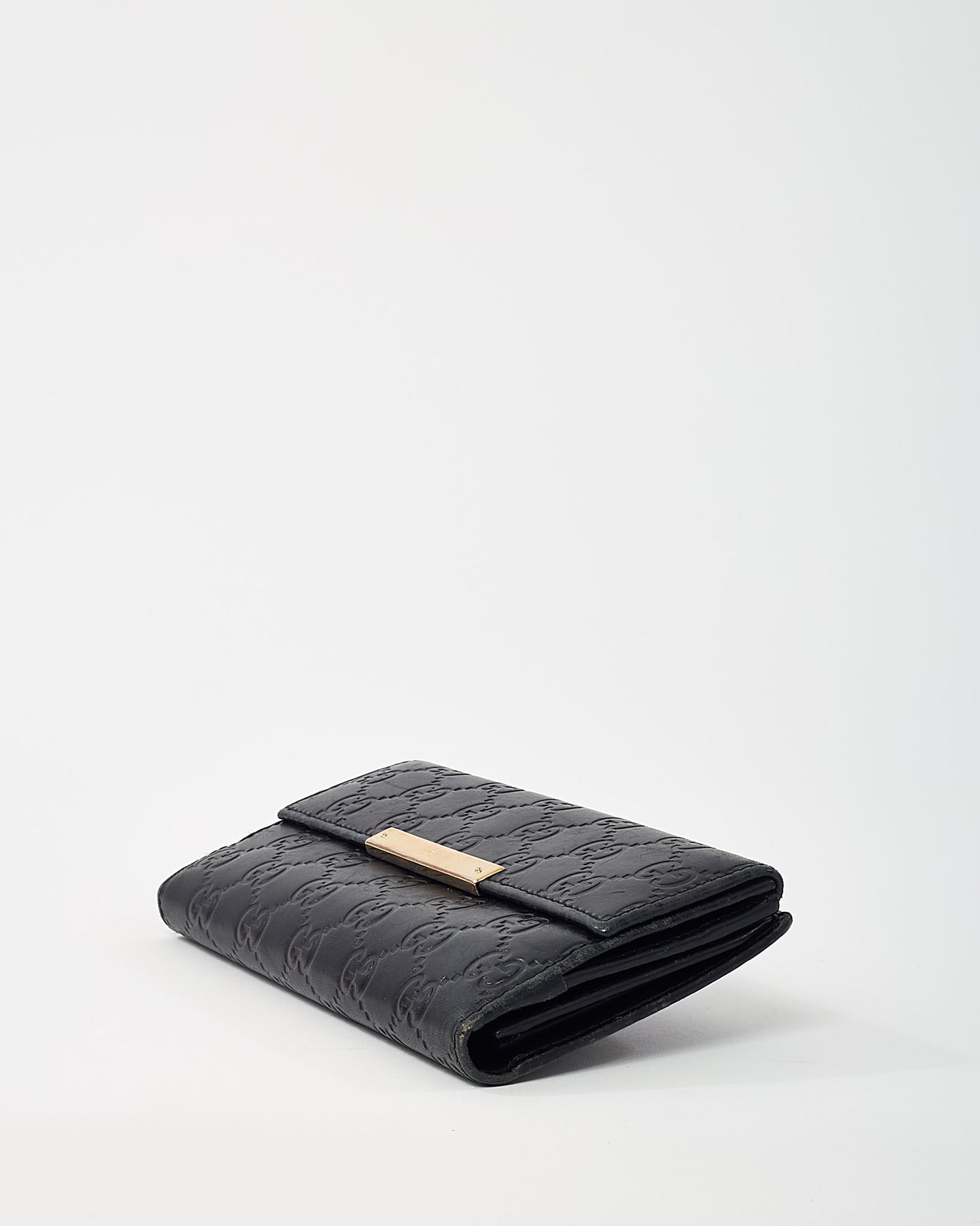 Gucci Black Signature GG Monogram Leather Long Continental Wallet