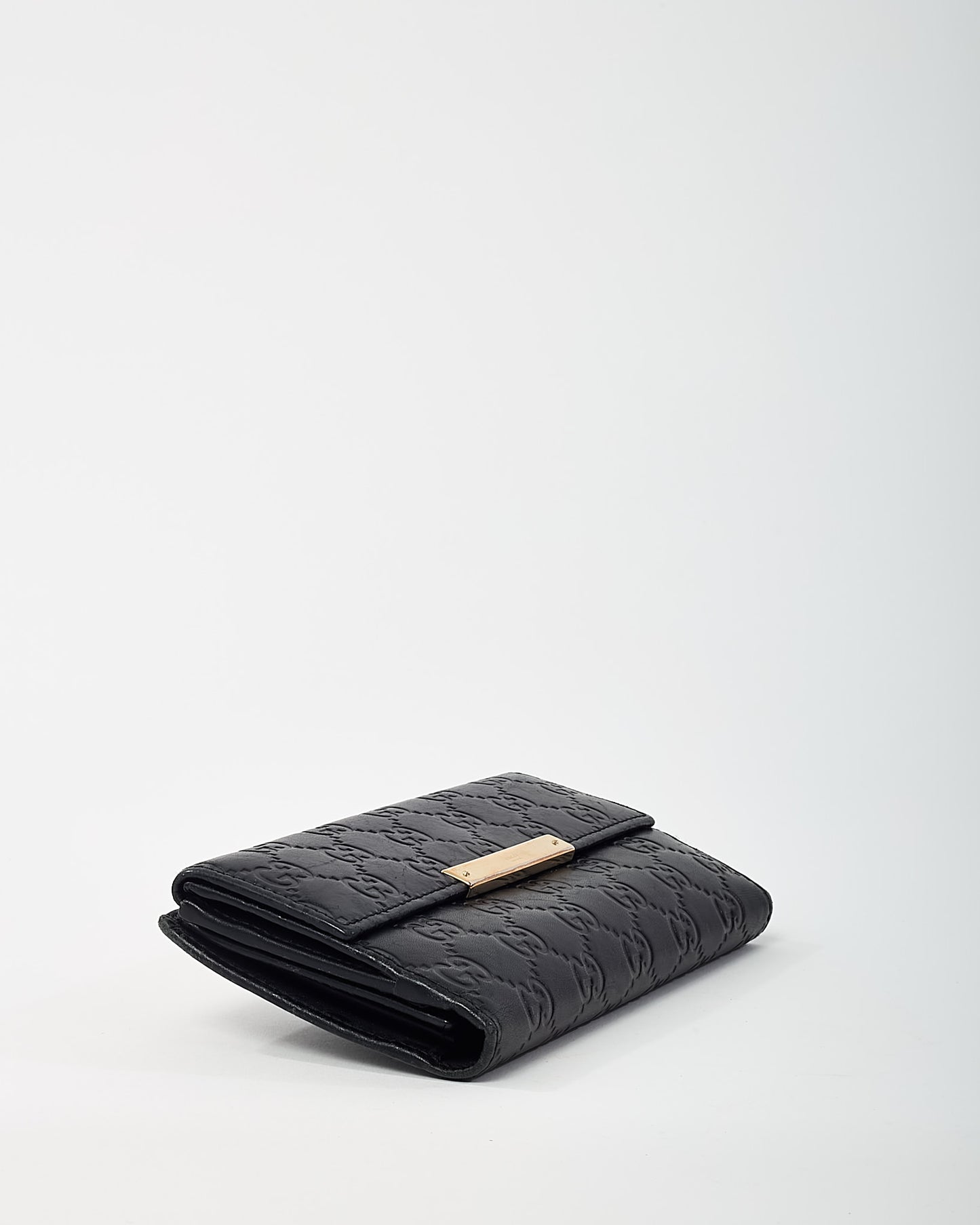 Gucci Black Signature GG Monogram Leather Long Continental Wallet