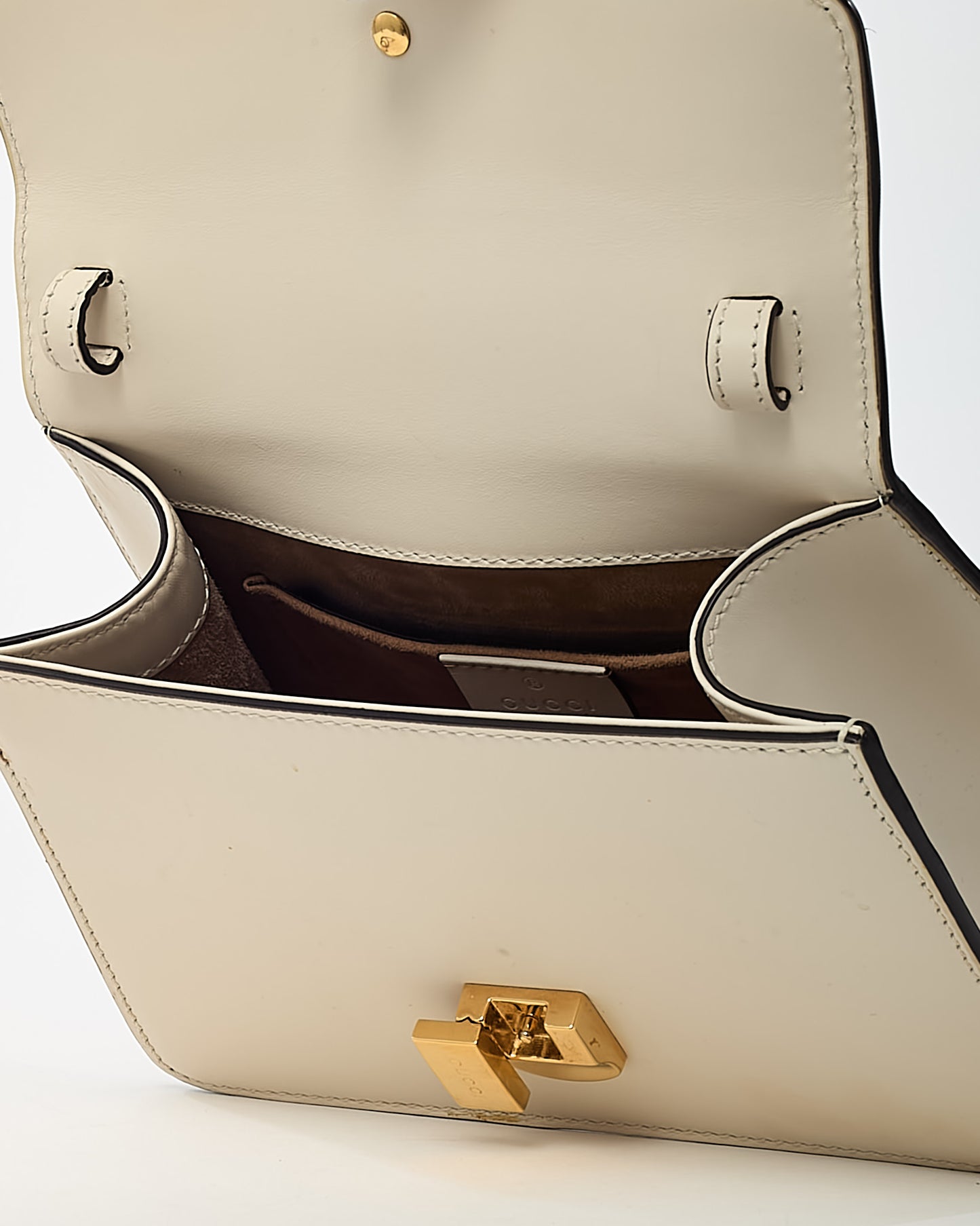 Gucci White Calfskin Leather Mini Web Sylvie Shoulder Bag