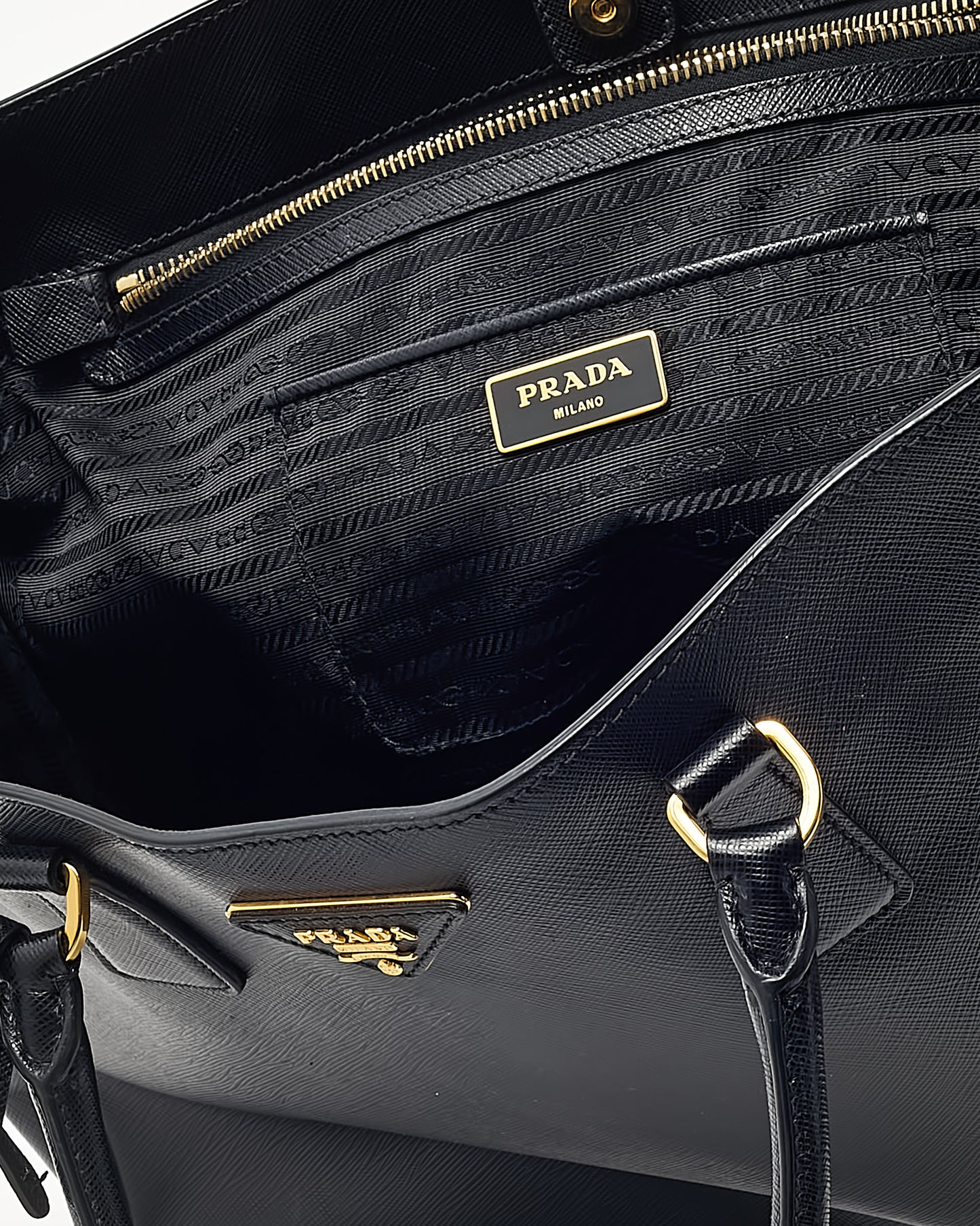 Prada Black Saffiano Leather Large Lux Tote Bag GHW
