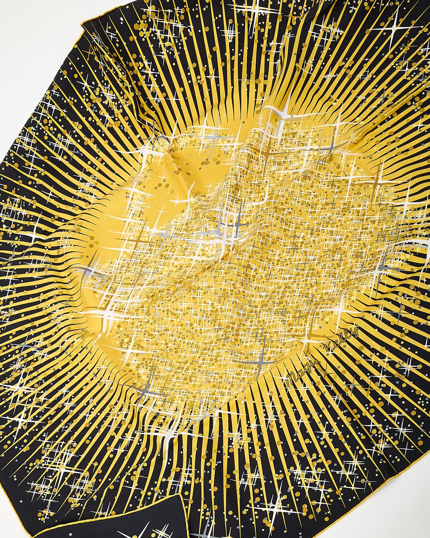 Hermès Black and Gold Multi "Magic Kelly" Silk Printed 90cm Scarf