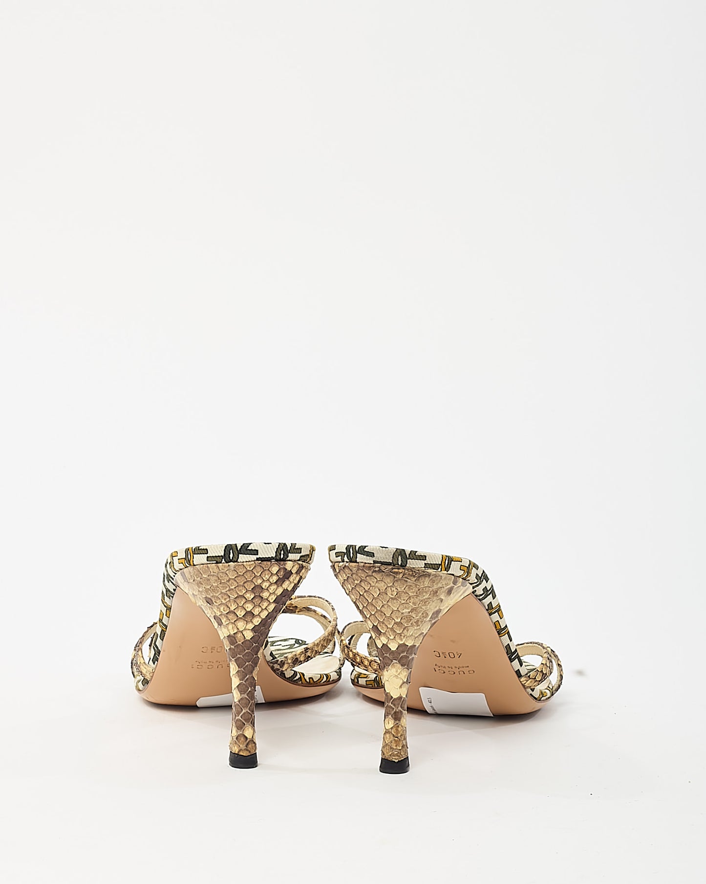 Gucci Vintage Brown Python Leather GG Logo Strappy Mule Sandals - 40.5