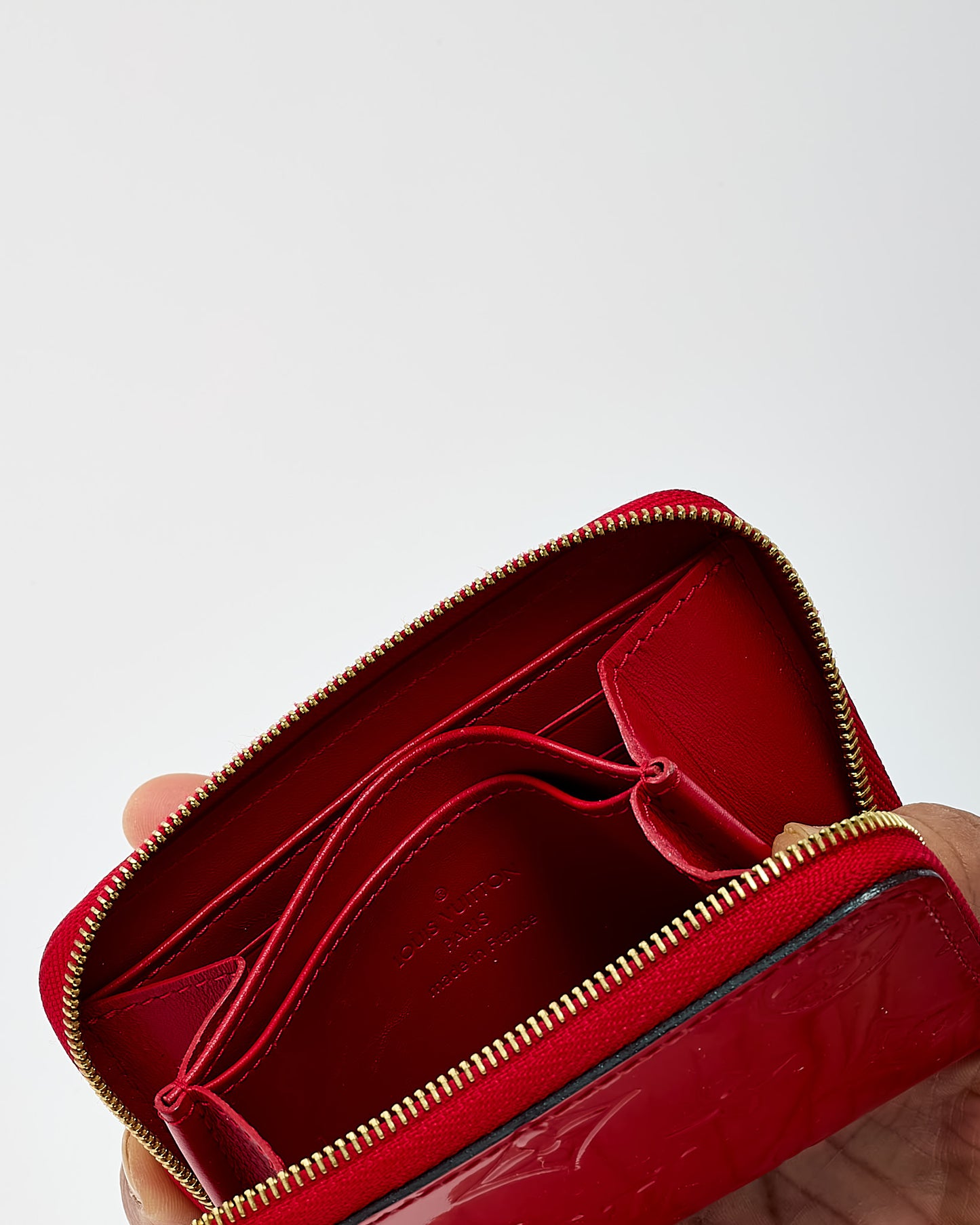Louis Vuitton Red Monogram Vernis Patent Leather Zippy Coin Purse Wallet