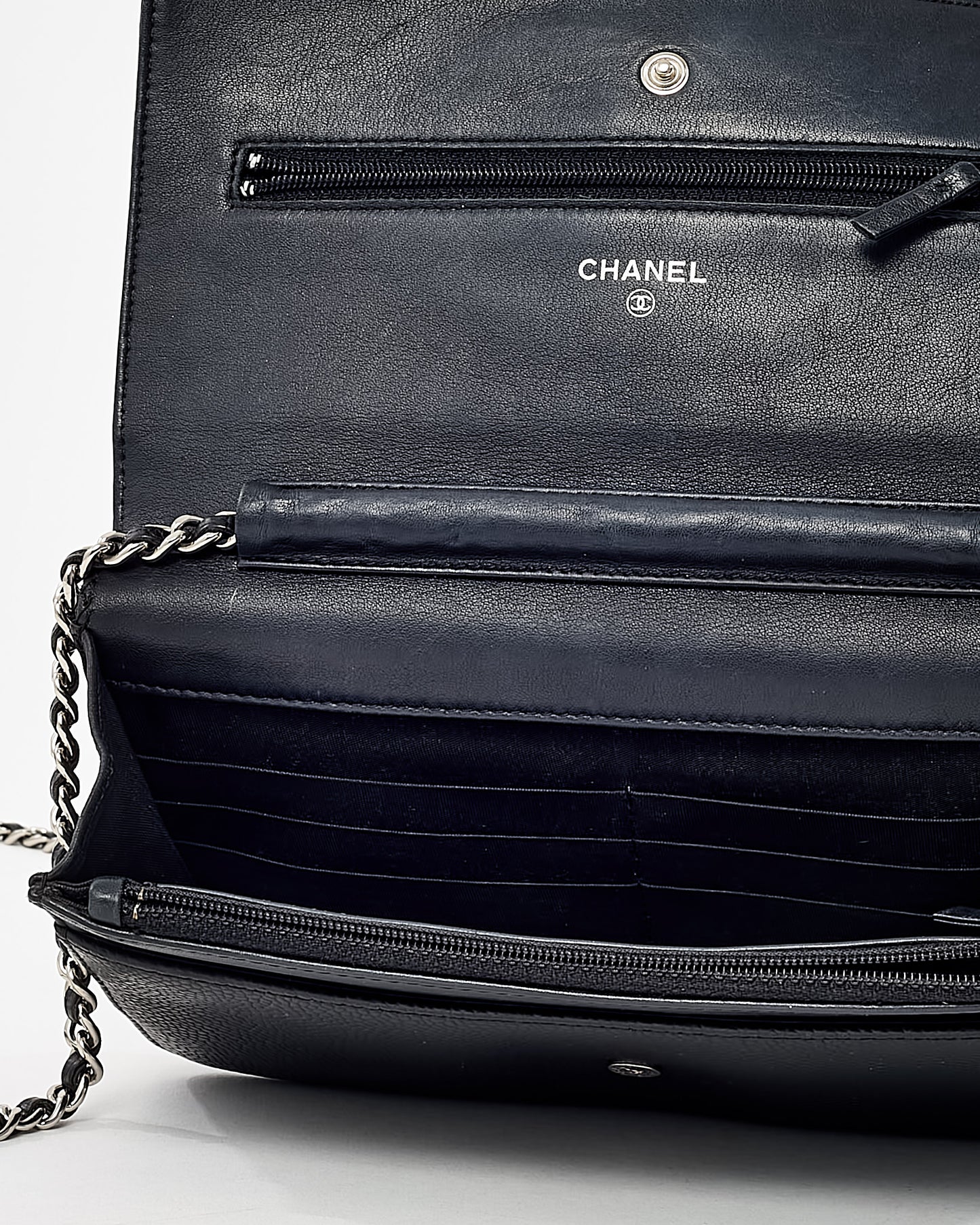 Chanel Black Caviar Leather Timeless CC WOC Wallet on Chain Crossbody Bag SHW