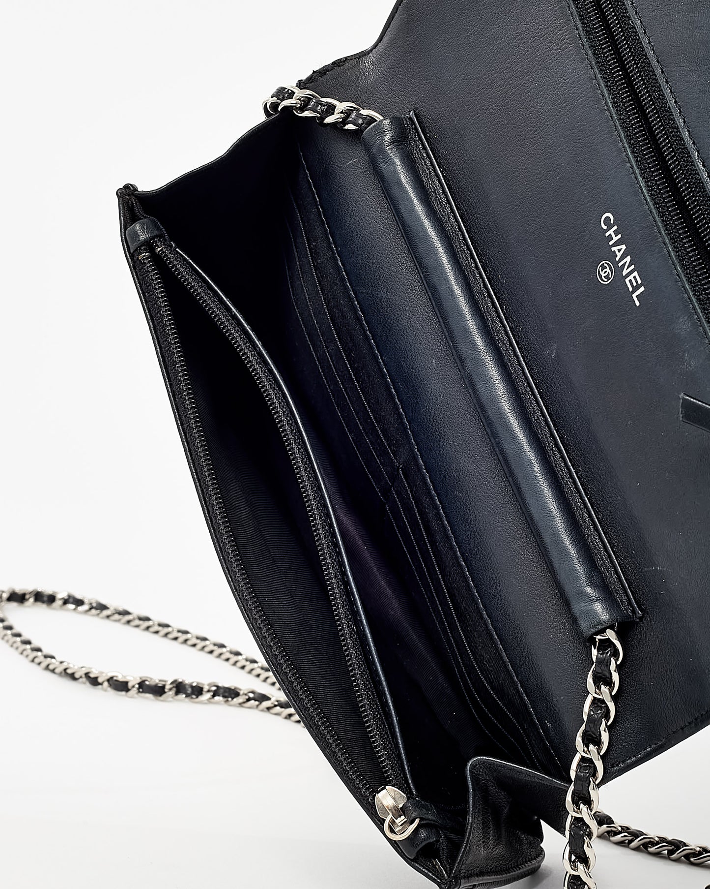 Chanel Black Caviar Leather Timeless CC WOC Wallet on Chain Crossbody Bag SHW