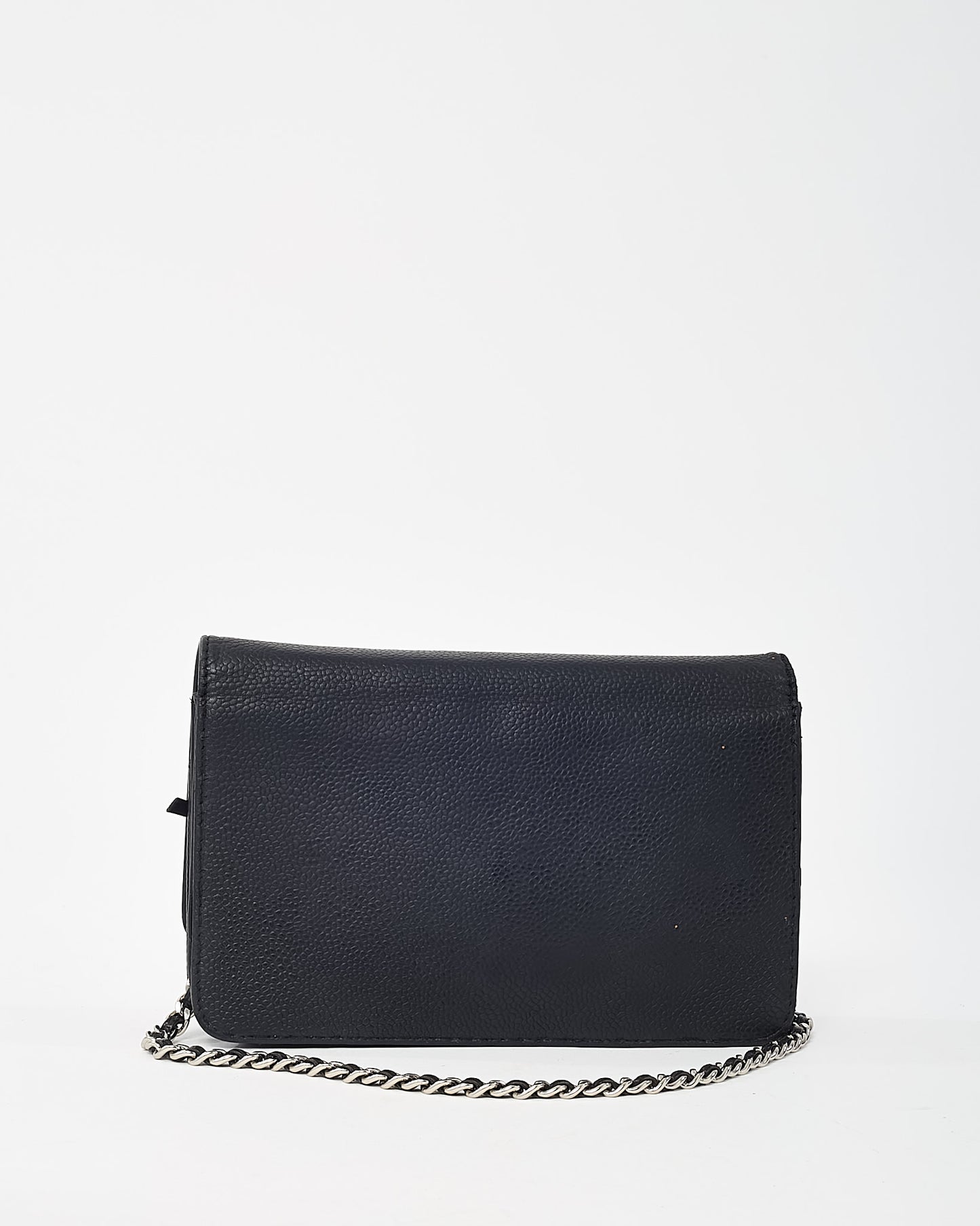 Chanel Black Caviar Leather Timeless CC WOC Wallet on Chain Crossbody Bag SHW