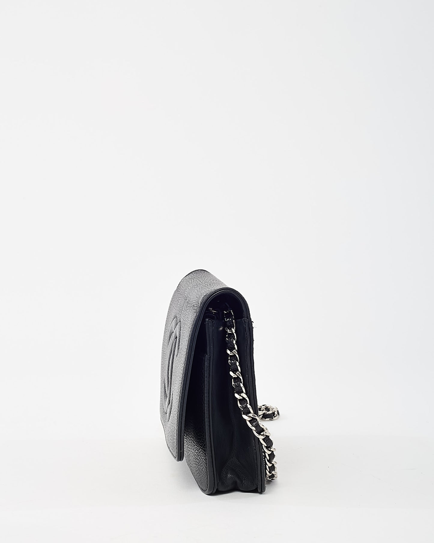 Chanel Black Caviar Leather Timeless CC WOC Wallet on Chain Crossbody Bag SHW