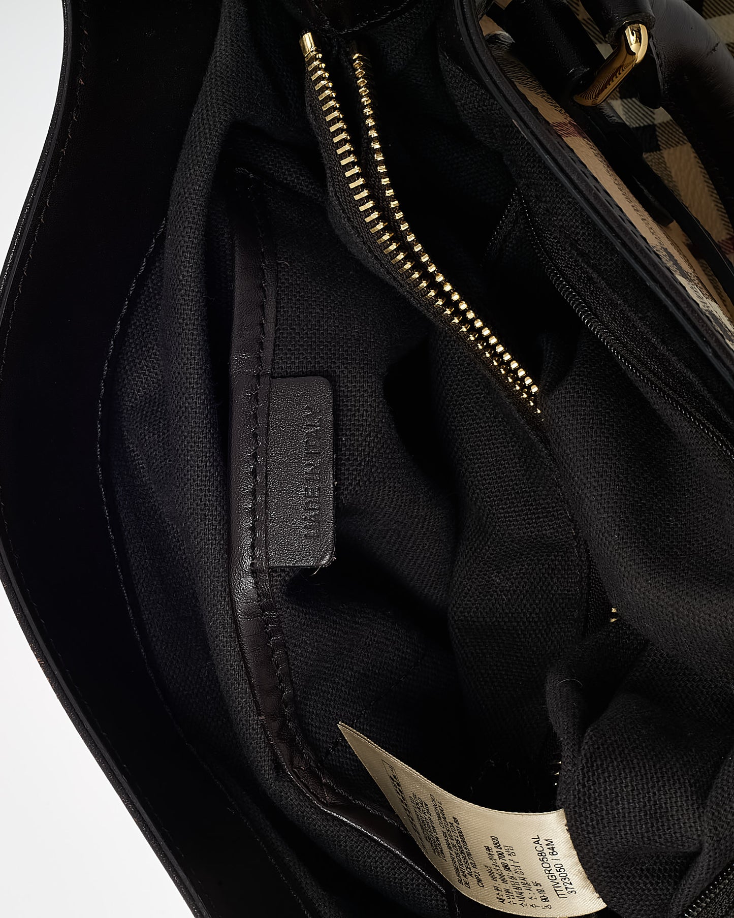 Burberry Brown Leather and Beige Haymarket Check Coated Canvas Golderton Tote with Strap