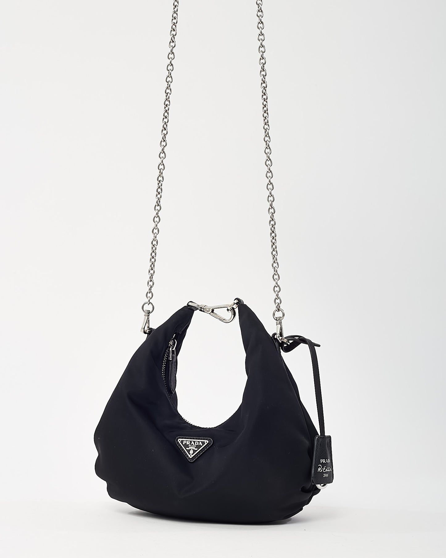 Prada Black Nylon Re-Edition 2006 Chain Crossbody Bag