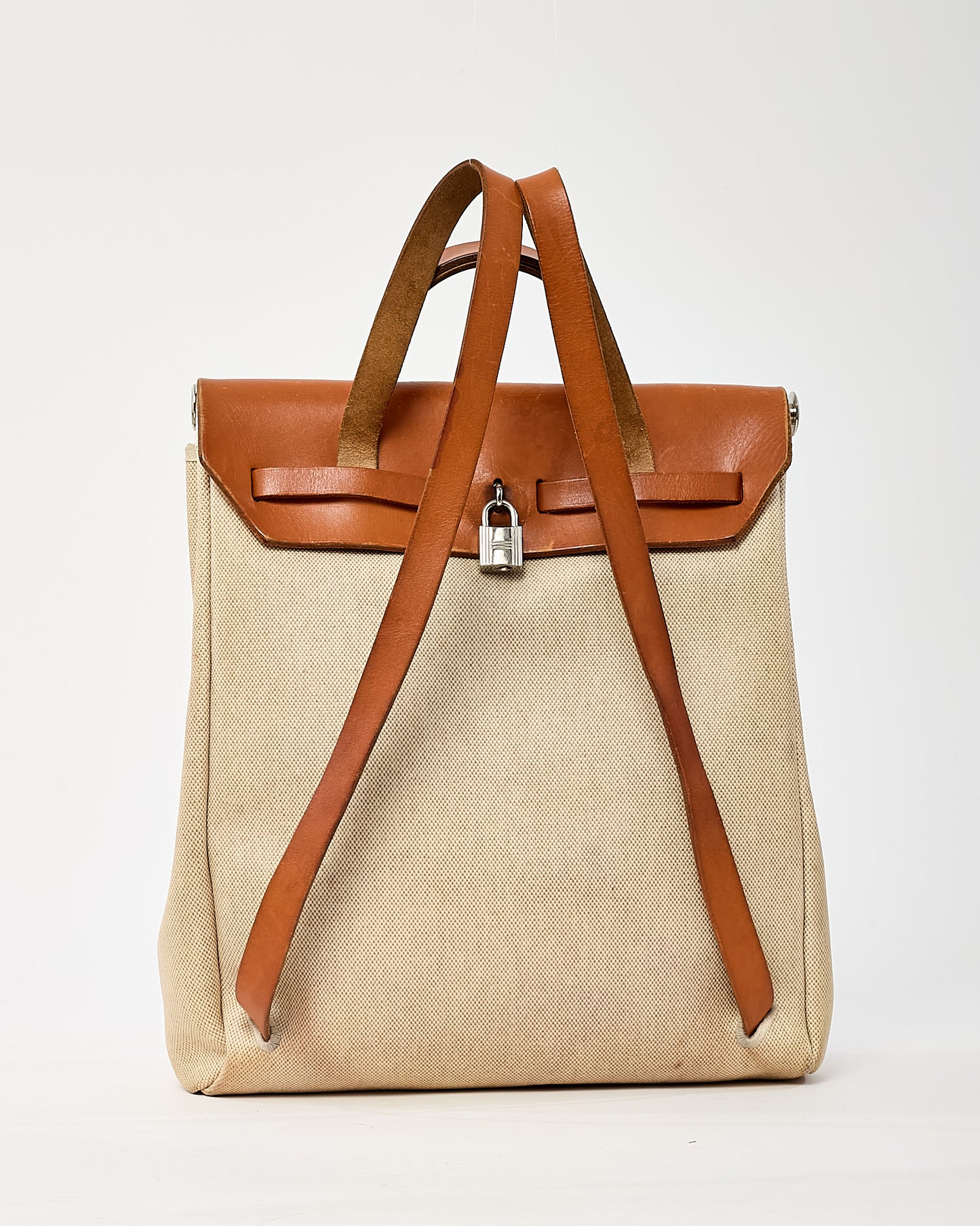 Hermès Beige Natural Toile Vache Calfskin Herbag 30 PM Backpack