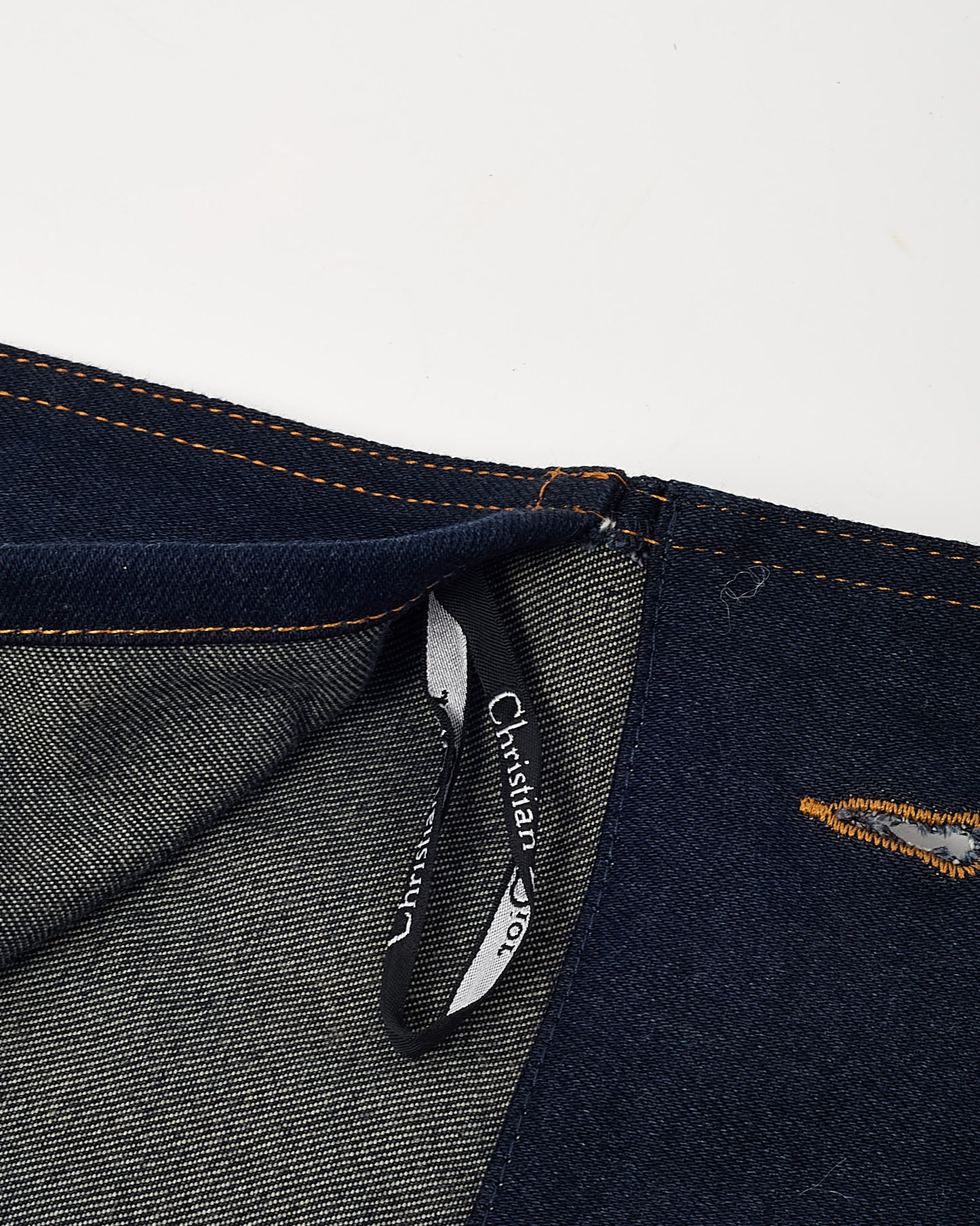 Dior Blue Denim Christian Dior Embroidered Logo Pouch