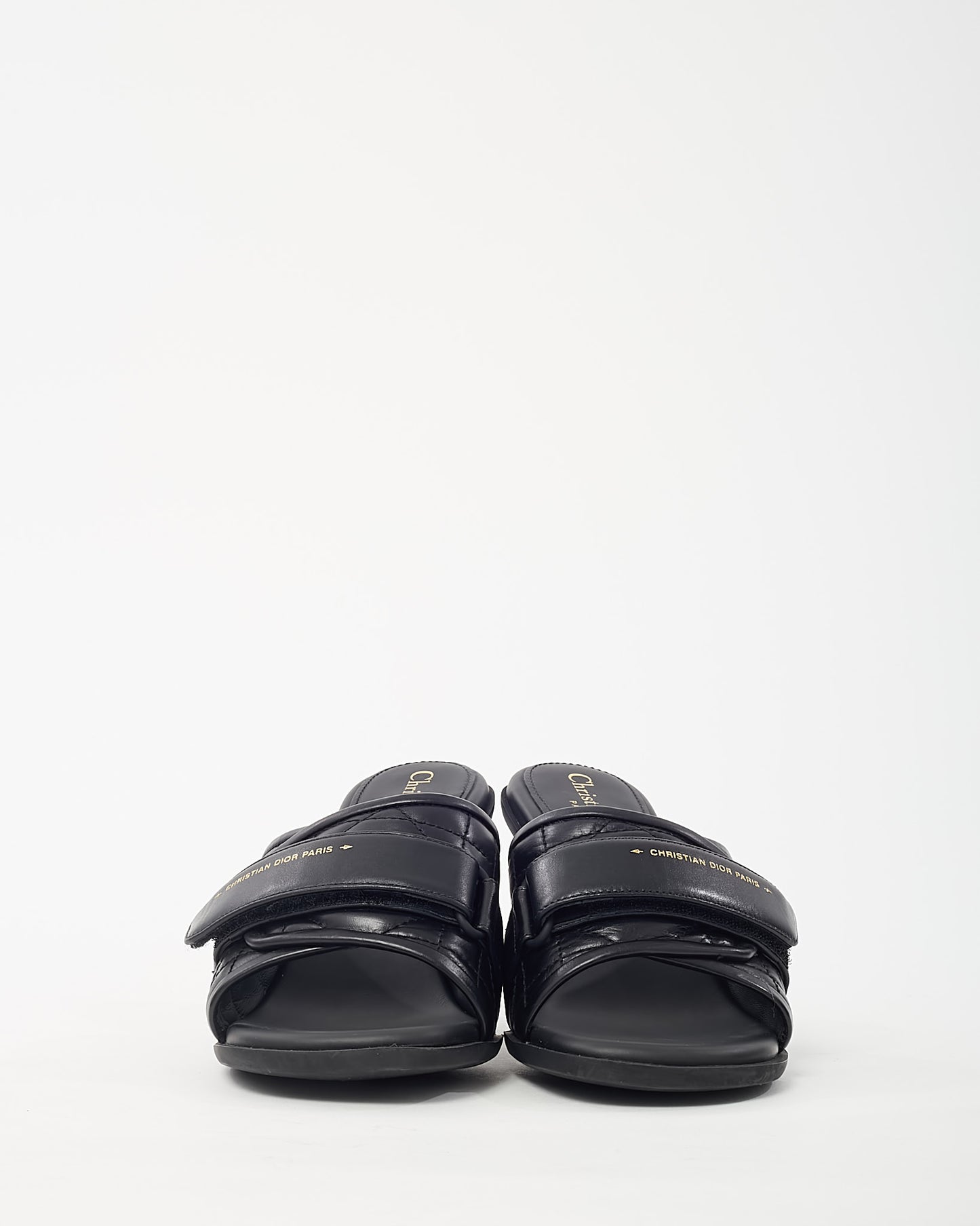 Dior Black Cannage Leather Logo DiorEvolution Heeled Mule Sandals - 38.5