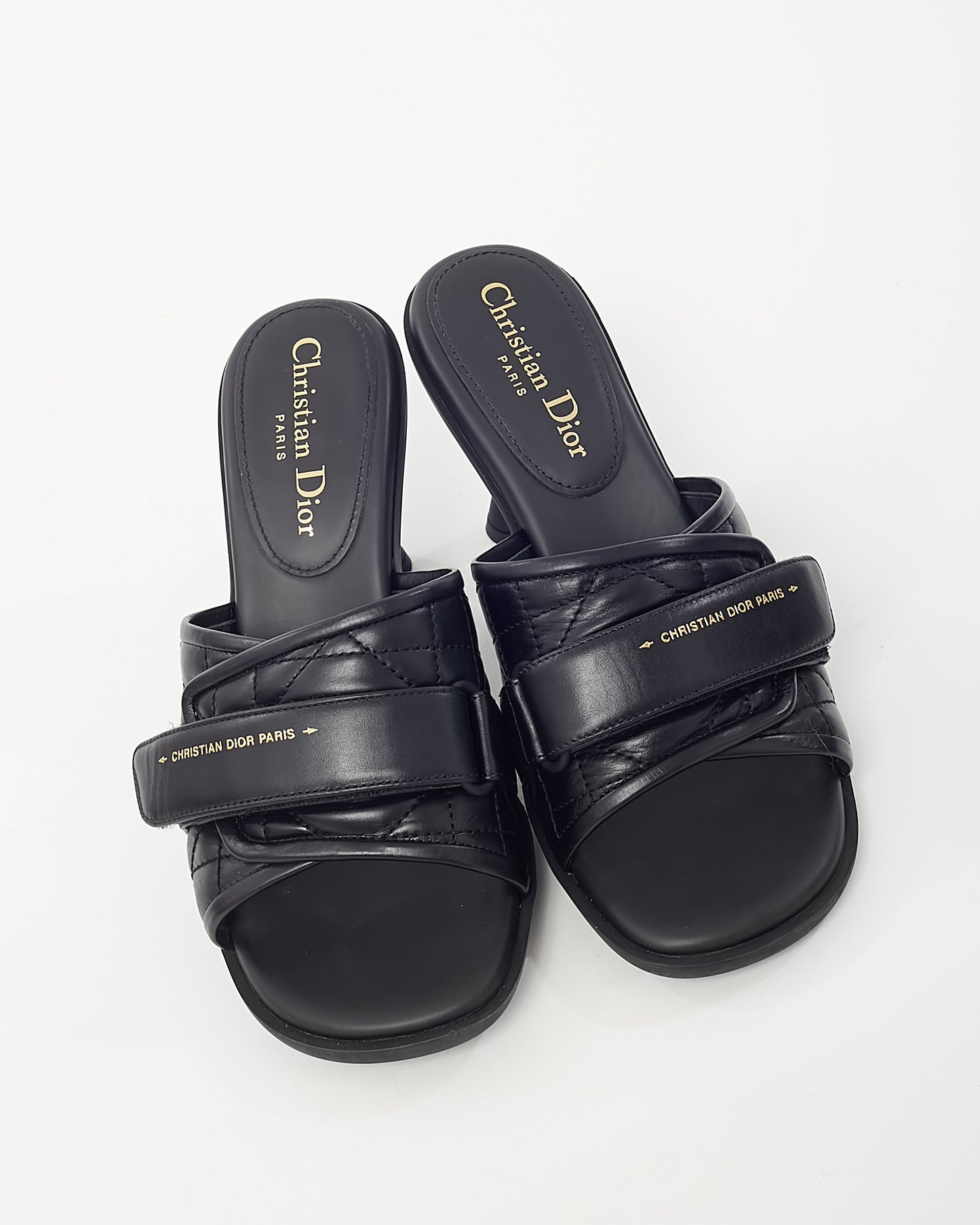 Dior Black Cannage Leather Logo DiorEvolution Heeled Mule Sandals - 38.5