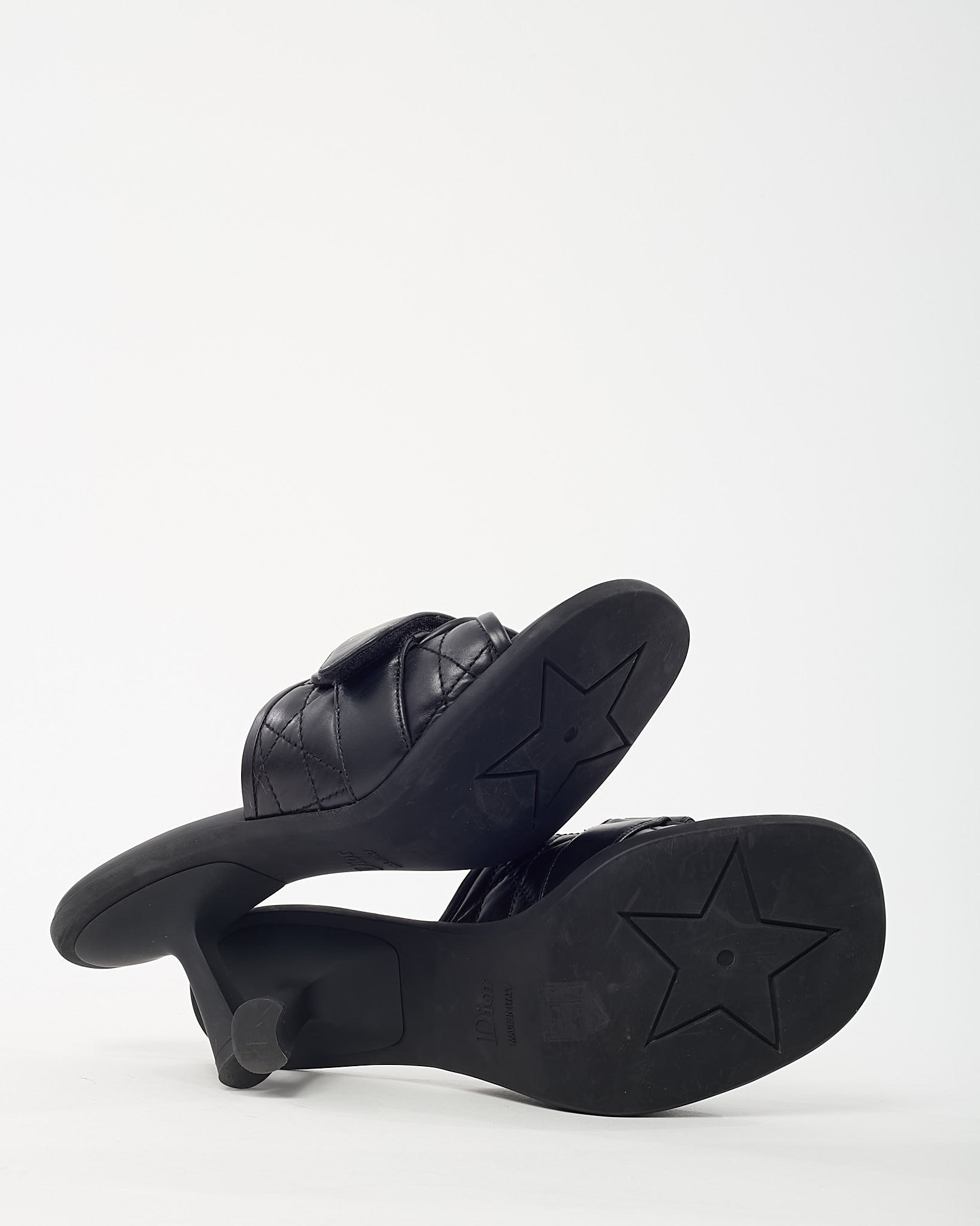 Buy Dior Black Cannage Leather Logo DiorEvolution Heeled Mule