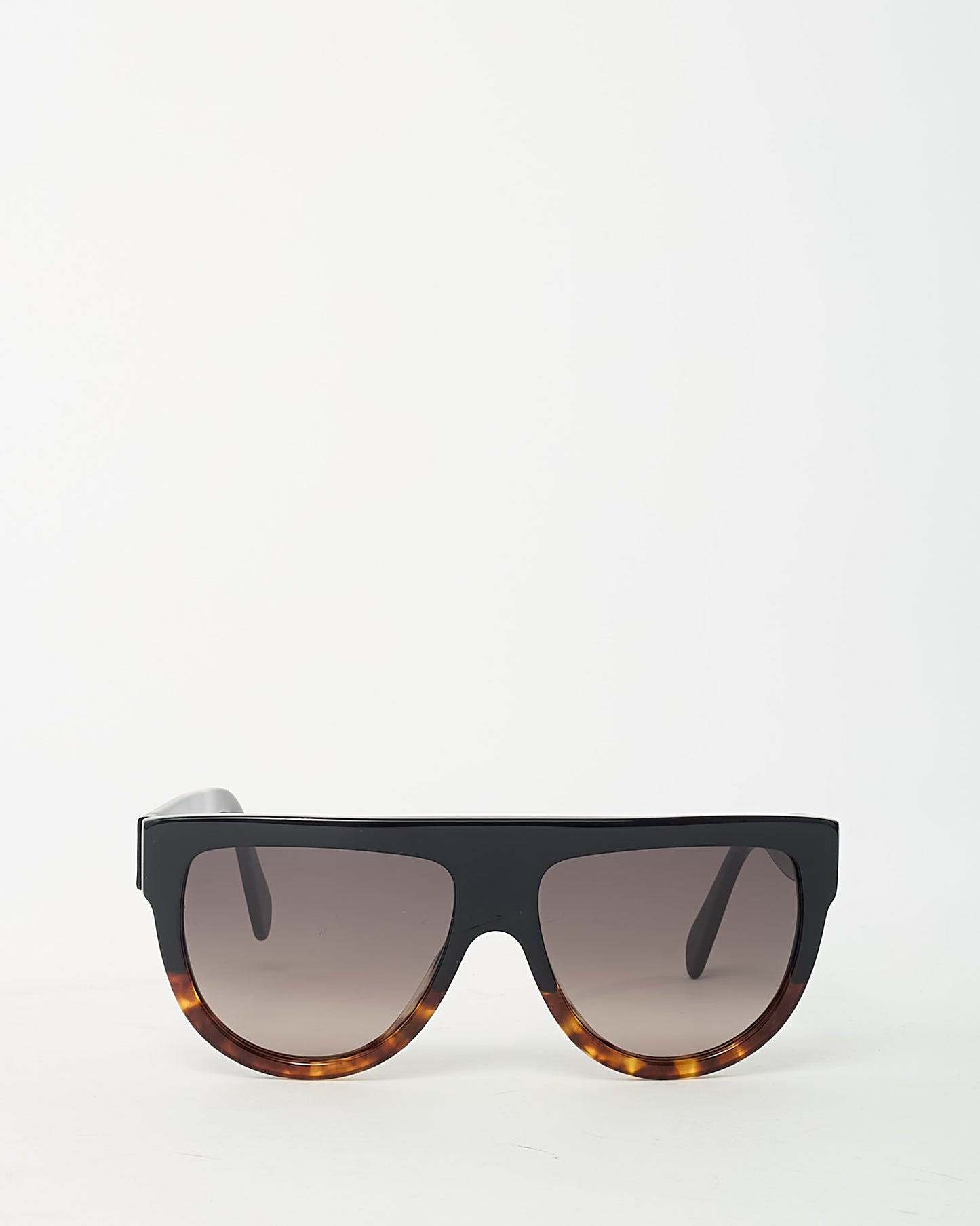 Celine Black and Brown Havana CL4001IN Shadow Flat Top Sunglasses
