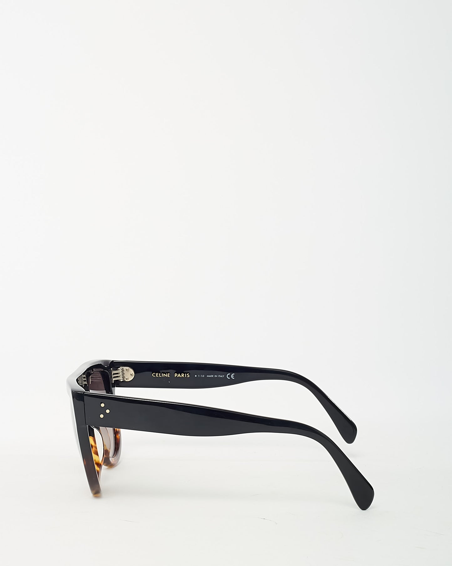 Celine Black and Brown Havana CL4001IN Shadow Flat Top Sunglasses