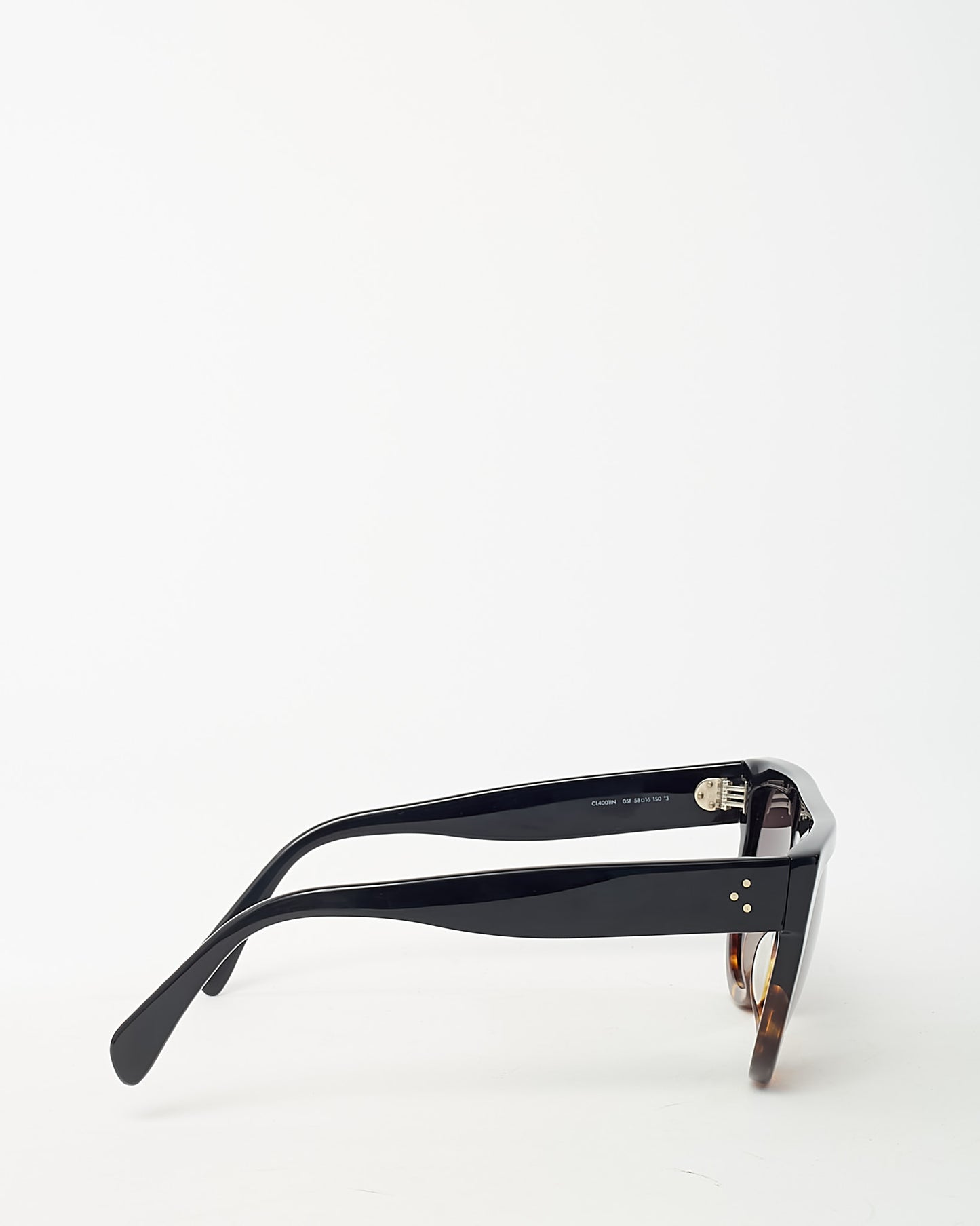 Celine Black and Brown Havana CL4001IN Shadow Flat Top Sunglasses