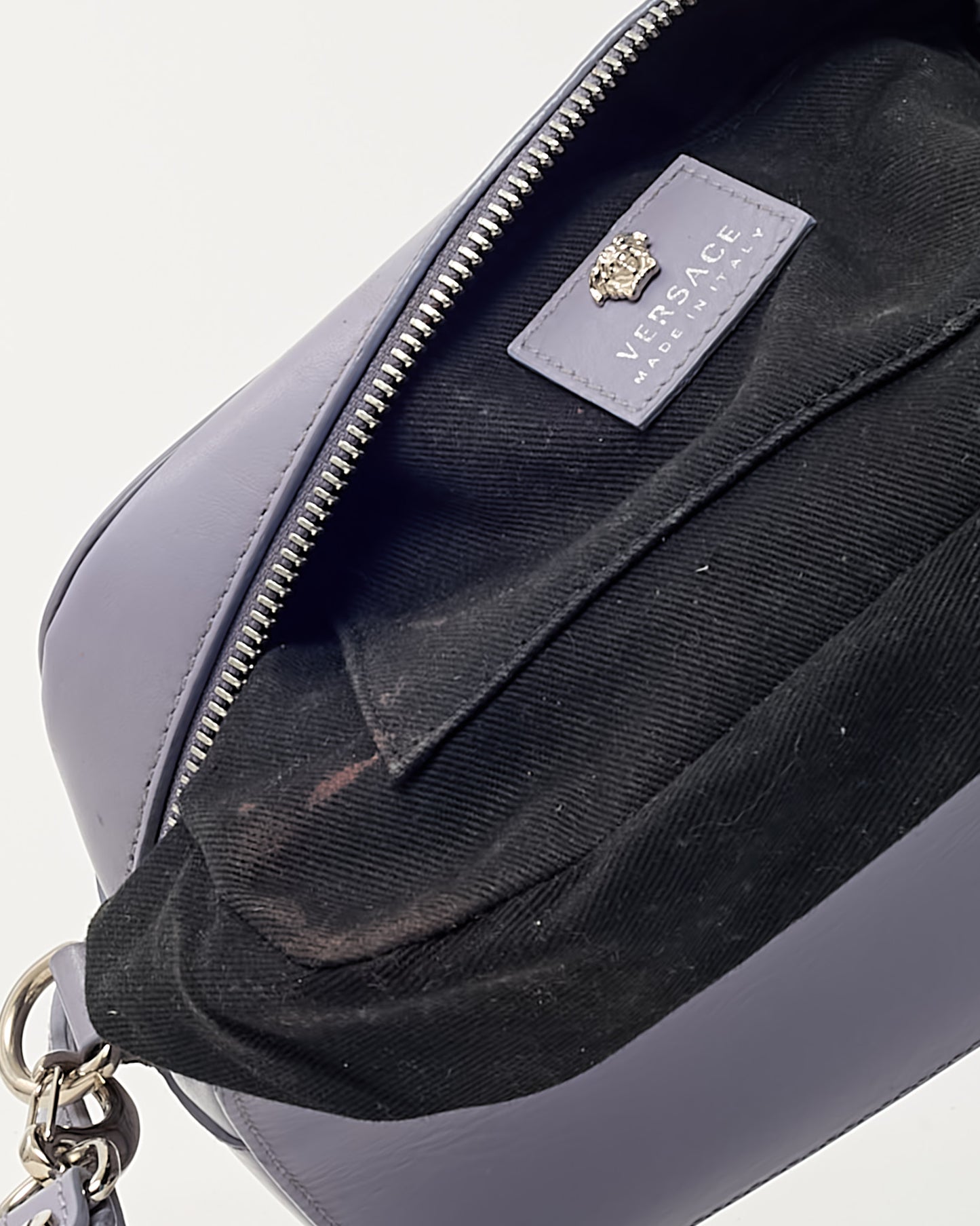 Versace Purple Calfskin Leather Palazzo Medusa Camera Bag with Strap