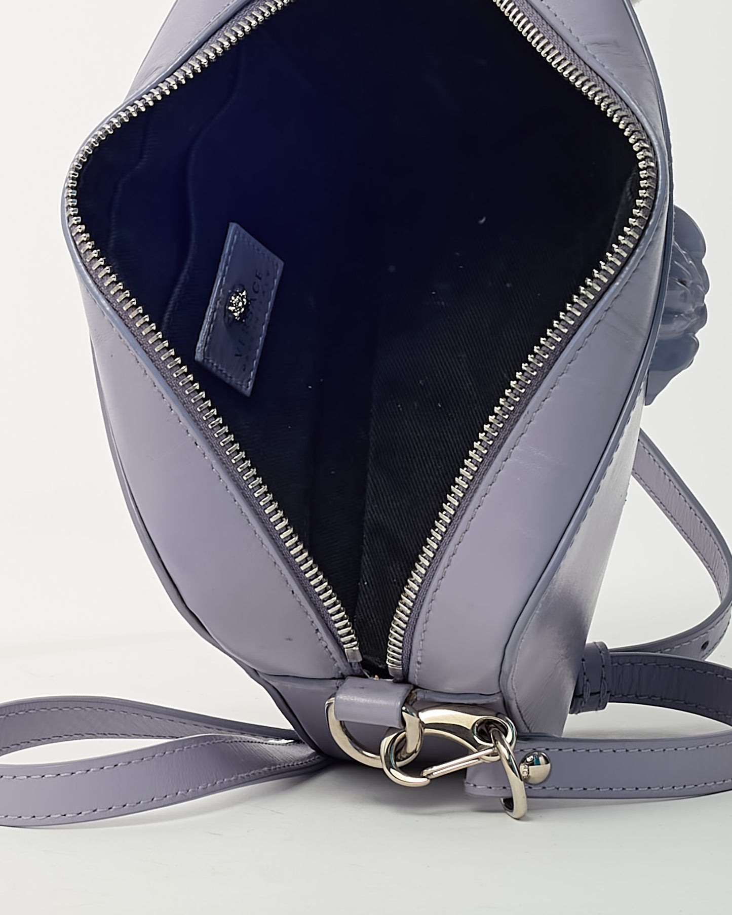 Versace Purple Calfskin Leather Palazzo Medusa Camera Bag with Strap