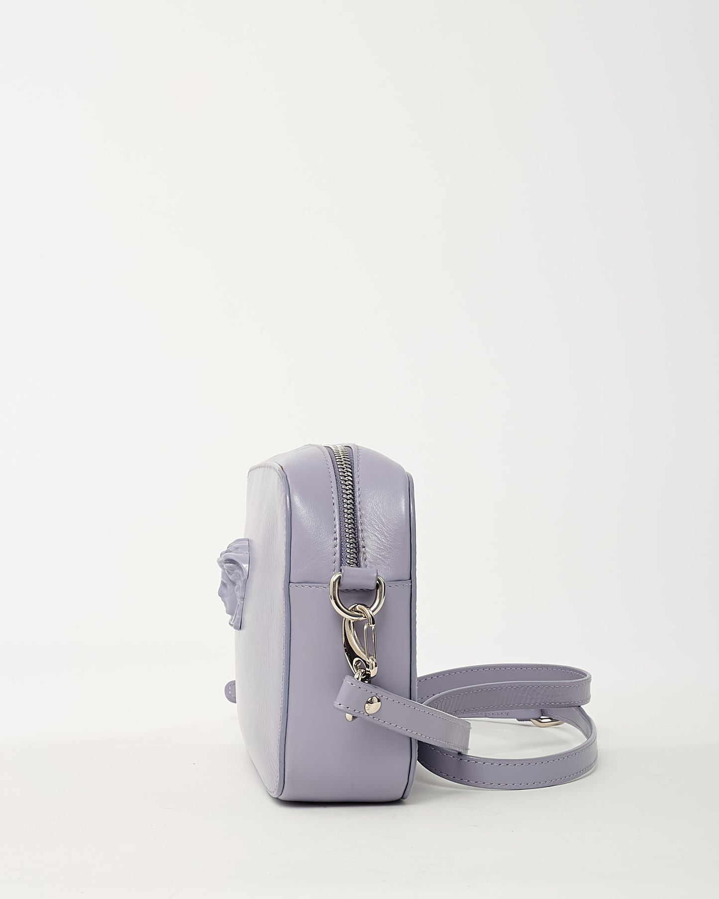 Versace Purple Calfskin Leather Palazzo Medusa Camera Bag with Strap