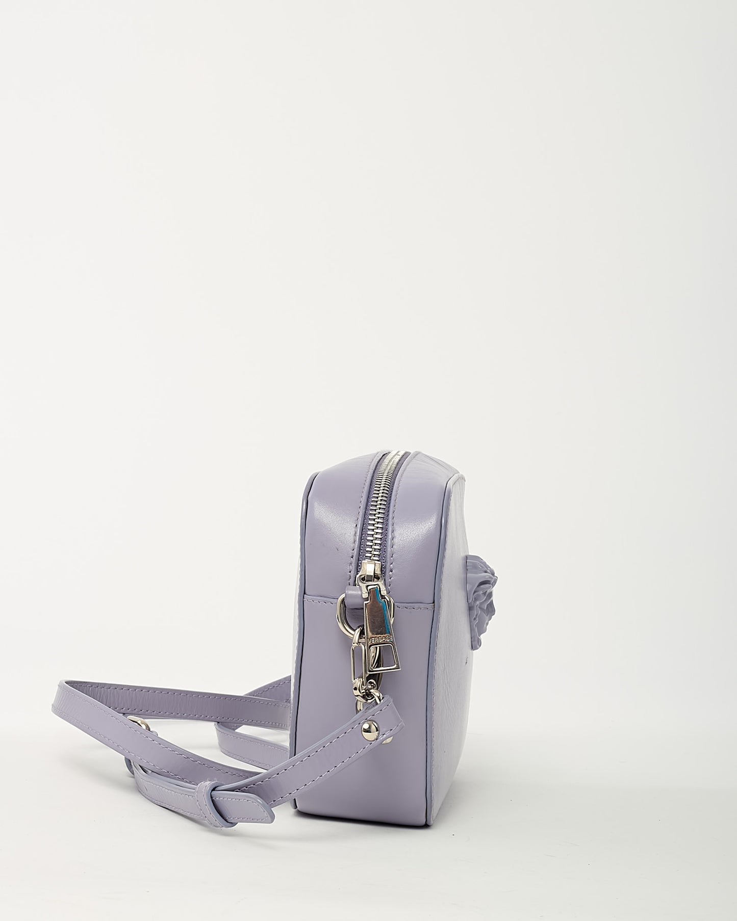 Versace Purple Calfskin Leather Palazzo Medusa Camera Bag with Strap