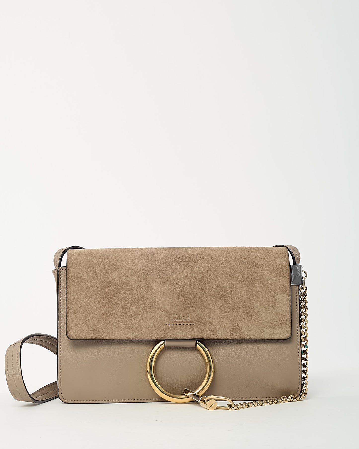 Chloé Motty Grey Leather and Suede Mini Faye Crossbody Bag