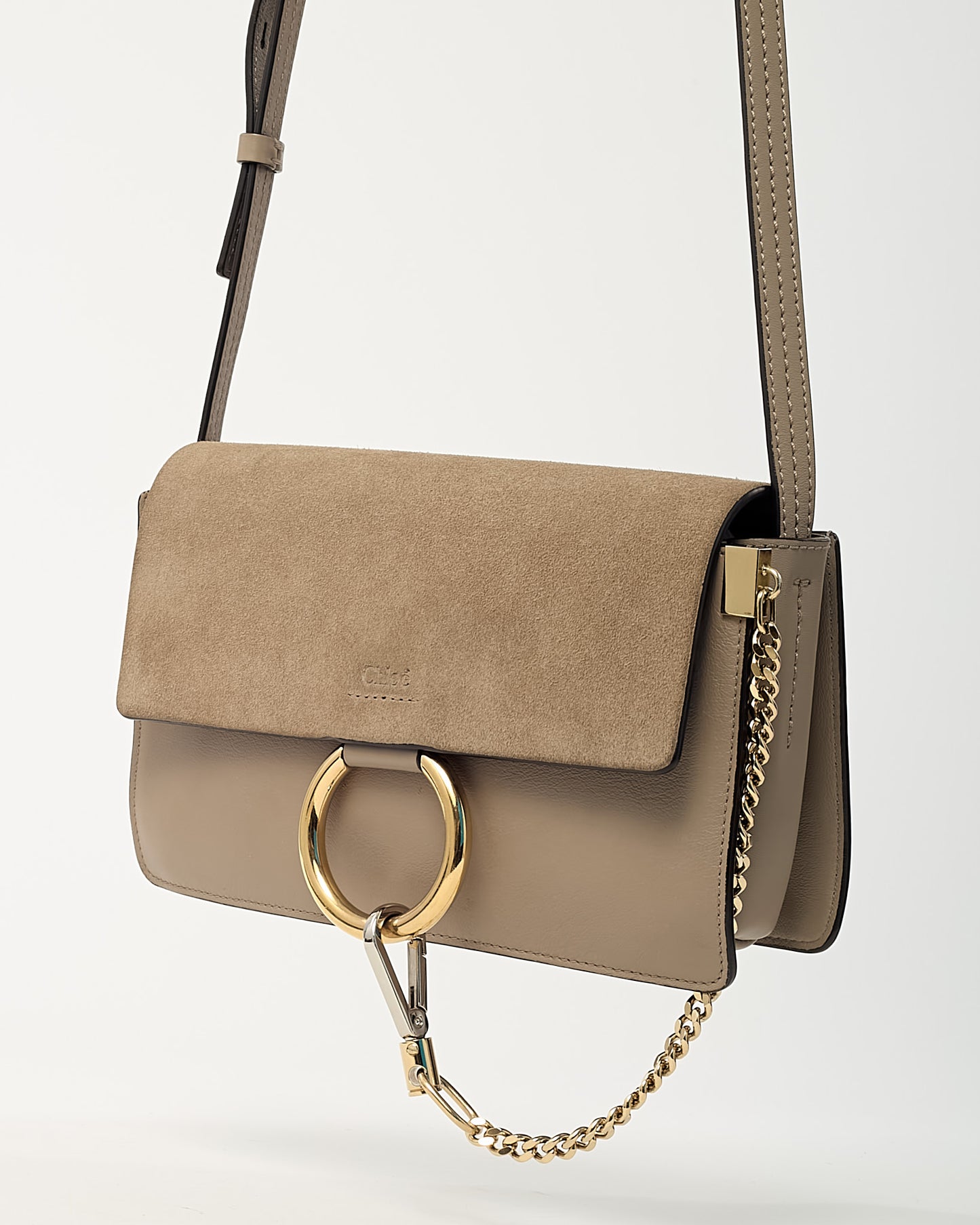 Chloé Motty Grey Leather and Suede Mini Faye Crossbody Bag