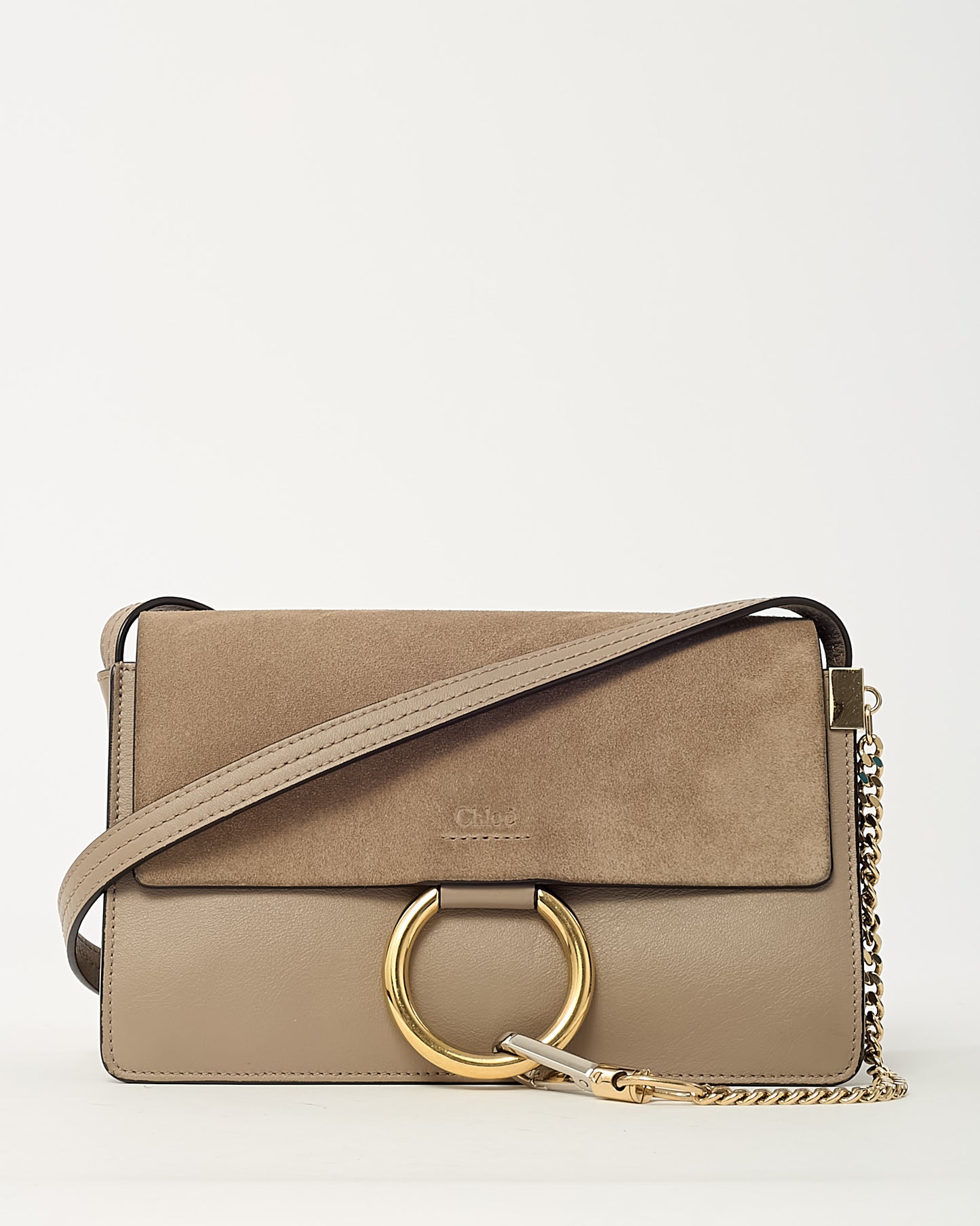 Chloé Motty Grey Leather and Suede Mini Faye Crossbody Bag