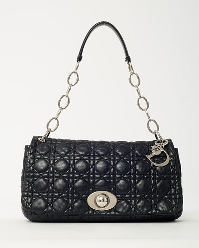 Dior Black Cannage Leather Medium Rendezvous Chain Shoulder Bag