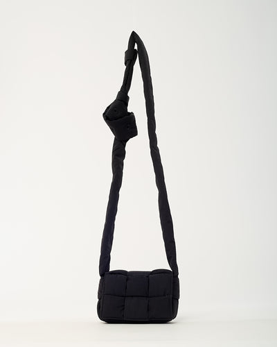 Bottega Veneta Black Maxi Intrecciato Nylon Extra Mini Cassette Crossbody Bag