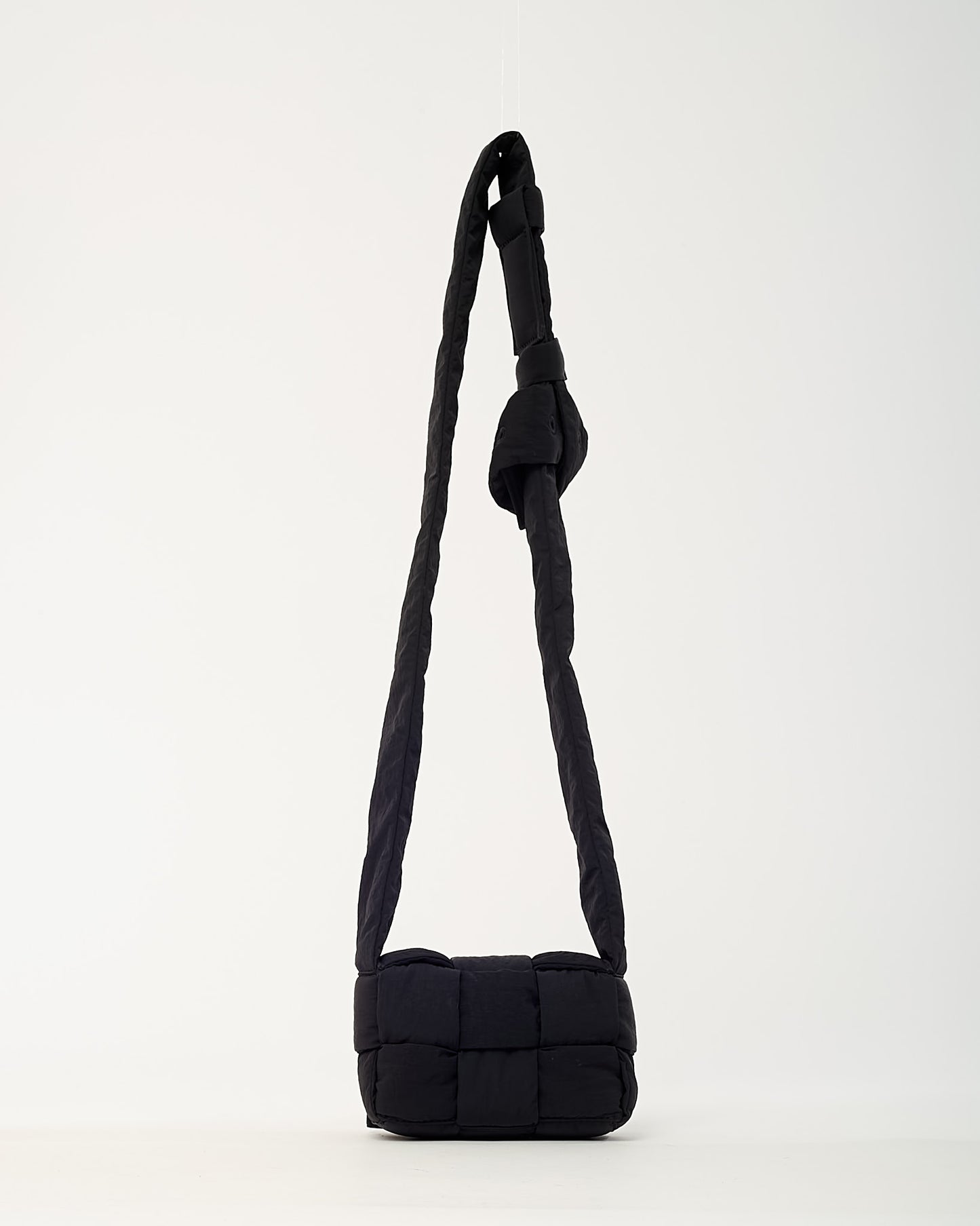 Bottega Veneta Black Maxi Intrecciato Nylon Extra Mini Cassette Crossbody Bag