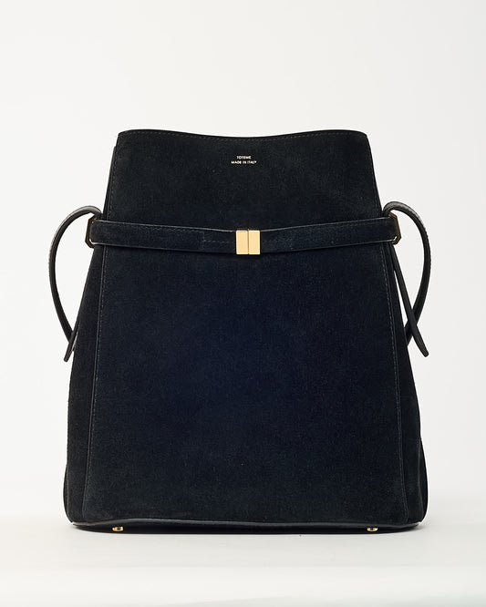 Totême Black Suede Belted Bucket Bag