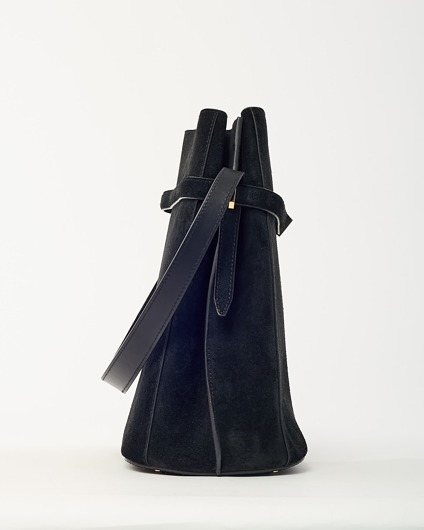 Totême Black Suede Belted Bucket Bag